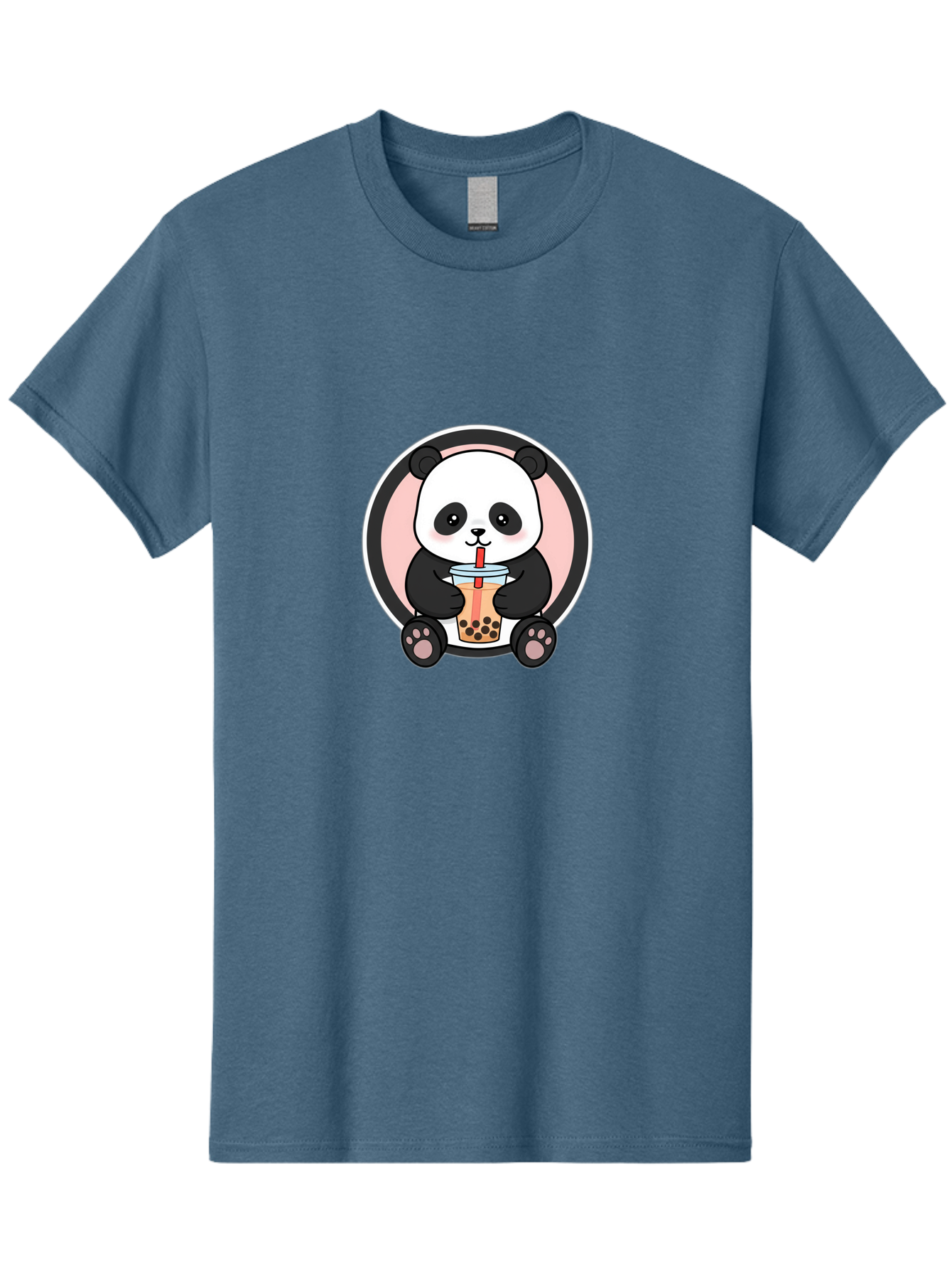 Panda-Sipping-Bubble-Tea Men'S Graphic Tee, 100% Cotton, Comfortable Casual Summer Wear, Machine Washable, Cartoon Panda, Dj Headphones, Bubble Tea, Milk Tea, Boba Drink, Kawaii Character, Cute Animal, Fun Design, Playful Illustration, Bae605