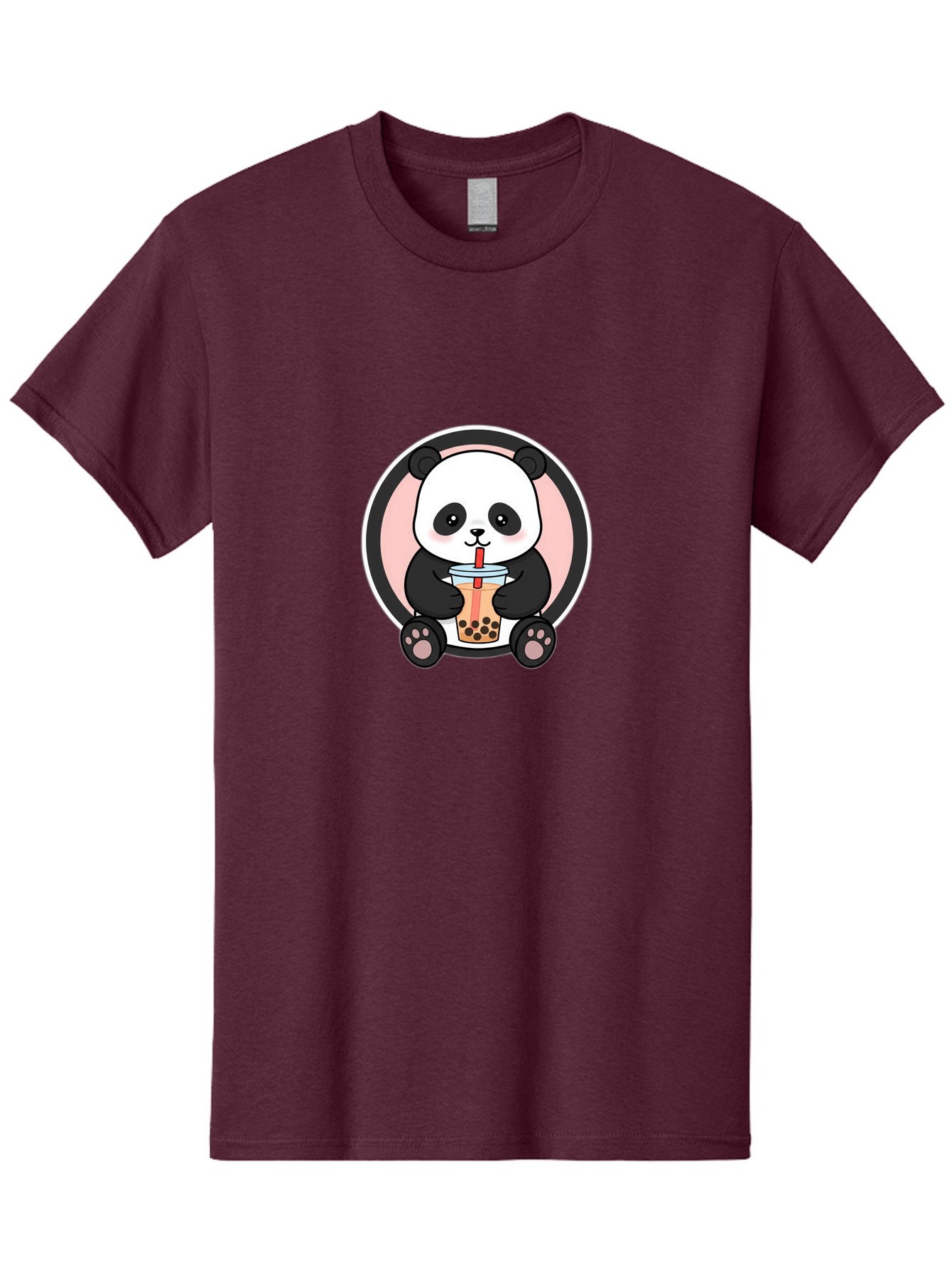Panda-Sipping-Bubble-Tea Men'S Graphic Tee, 100% Cotton, Comfortable Casual Summer Wear, Machine Washable, Cartoon Panda, Dj Headphones, Bubble Tea, Milk Tea, Boba Drink, Kawaii Character, Cute Animal, Fun Design, Playful Illustration, Bae605