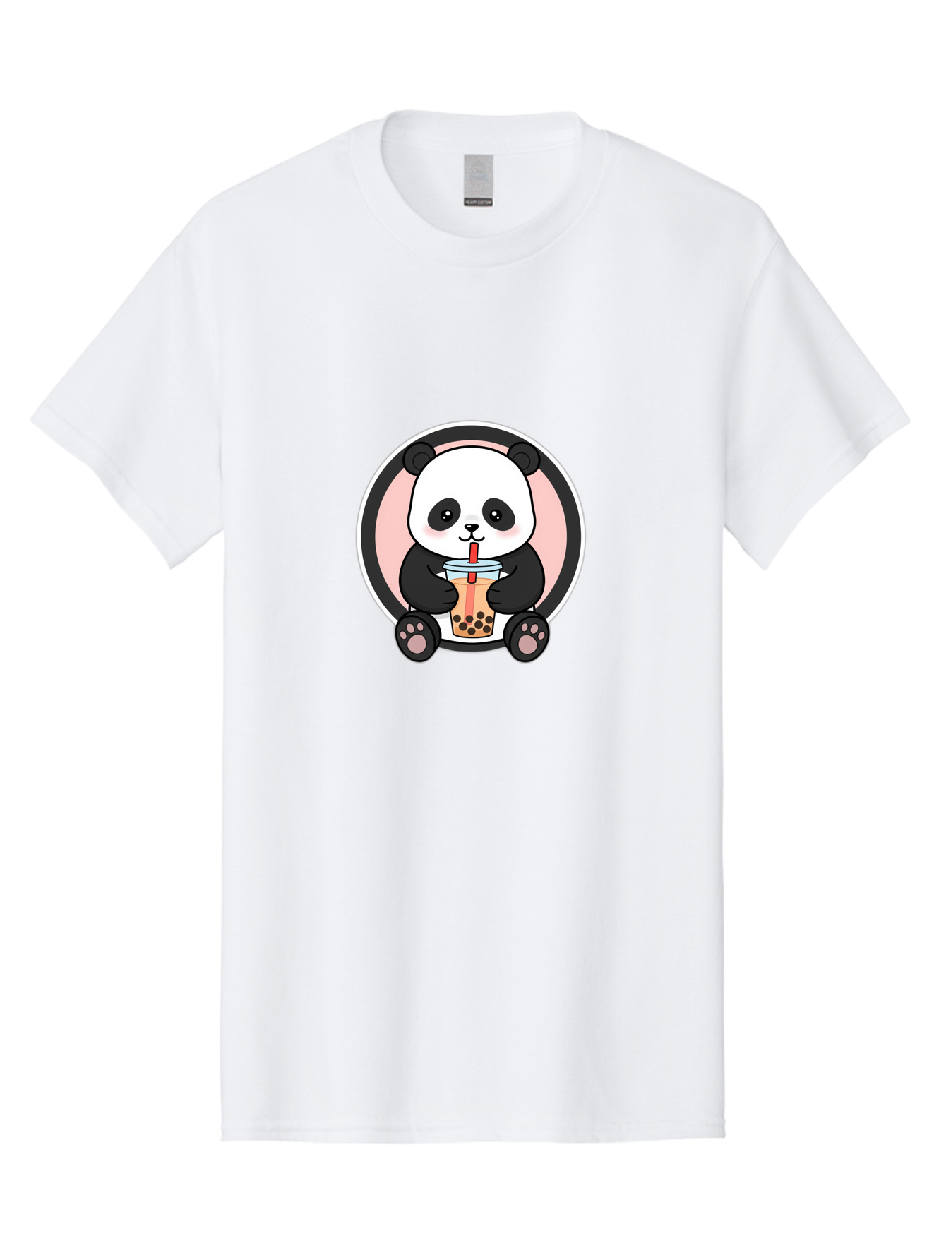 Panda-Sipping-Bubble-Tea Men'S Graphic Tee, 100% Cotton, Comfortable Casual Summer Wear, Machine Washable, Cartoon Panda, Dj Headphones, Bubble Tea, Milk Tea, Boba Drink, Kawaii Character, Cute Animal, Fun Design, Playful Illustration, Bae605