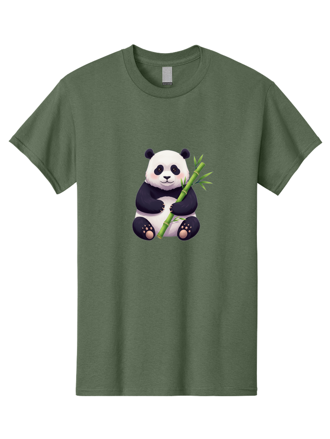 Panda-With-Bamboo Men'S Graphic Tee, 100% Cotton, Comfortable Casual Summer Wear, Machine Washable, Cartoon Panda, Giant Panda, Bamboo, Cute Animal, Black And White Fur, Adorable, Charming, Animal Lover, Wildlife, Conservation Bae607