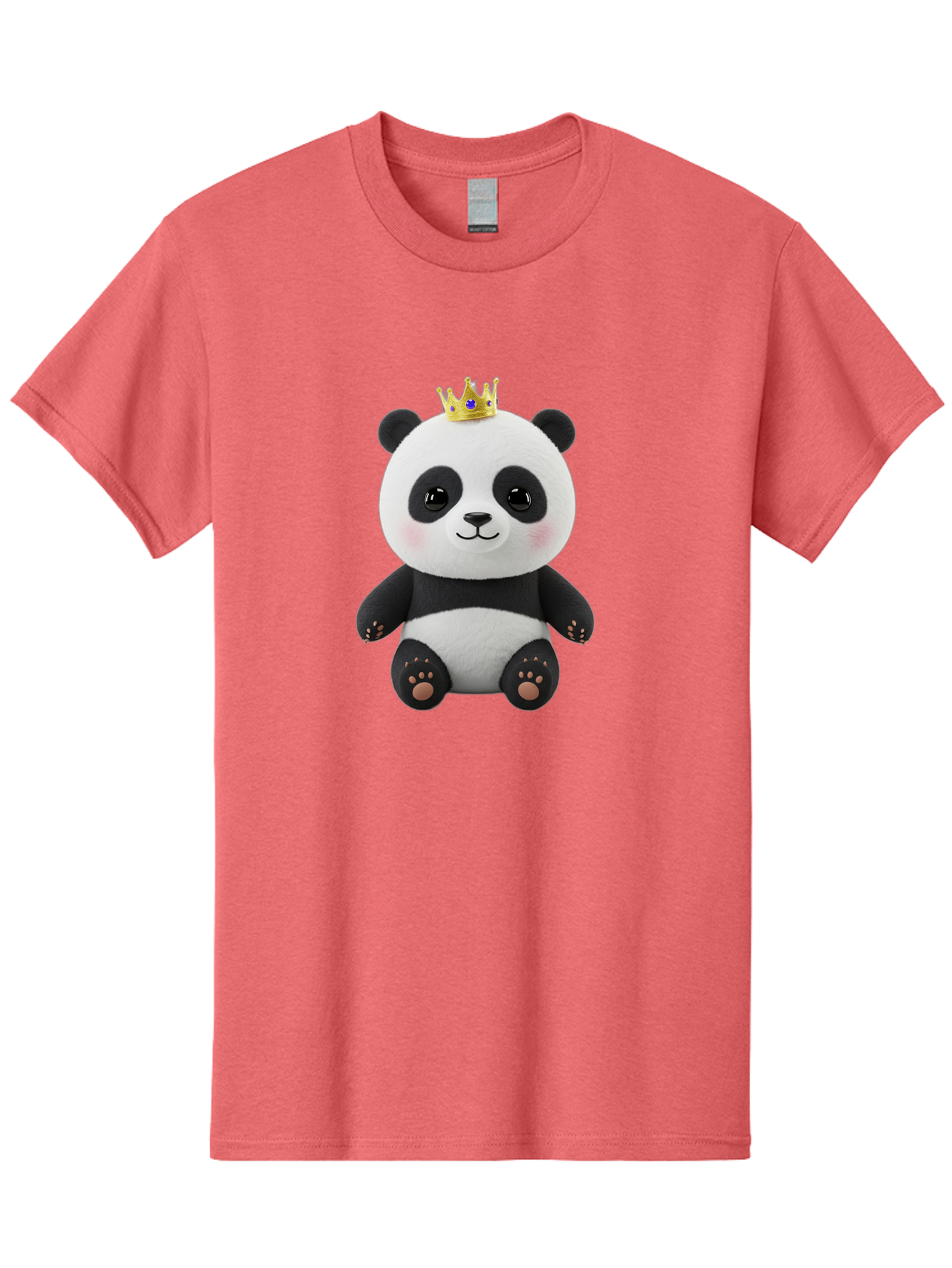 Panda-With-Crown-1 Men'S Graphic Tee, 100% Cotton, Comfortable Casual Summer Wear, Machine Washable, Cute Panda Bear, Plush Toy, Crown On Head, Adorable Face, Soft Toy, Black And White Panda, Crown Jewel, Royal Treatment, Baby Panda, Bae608