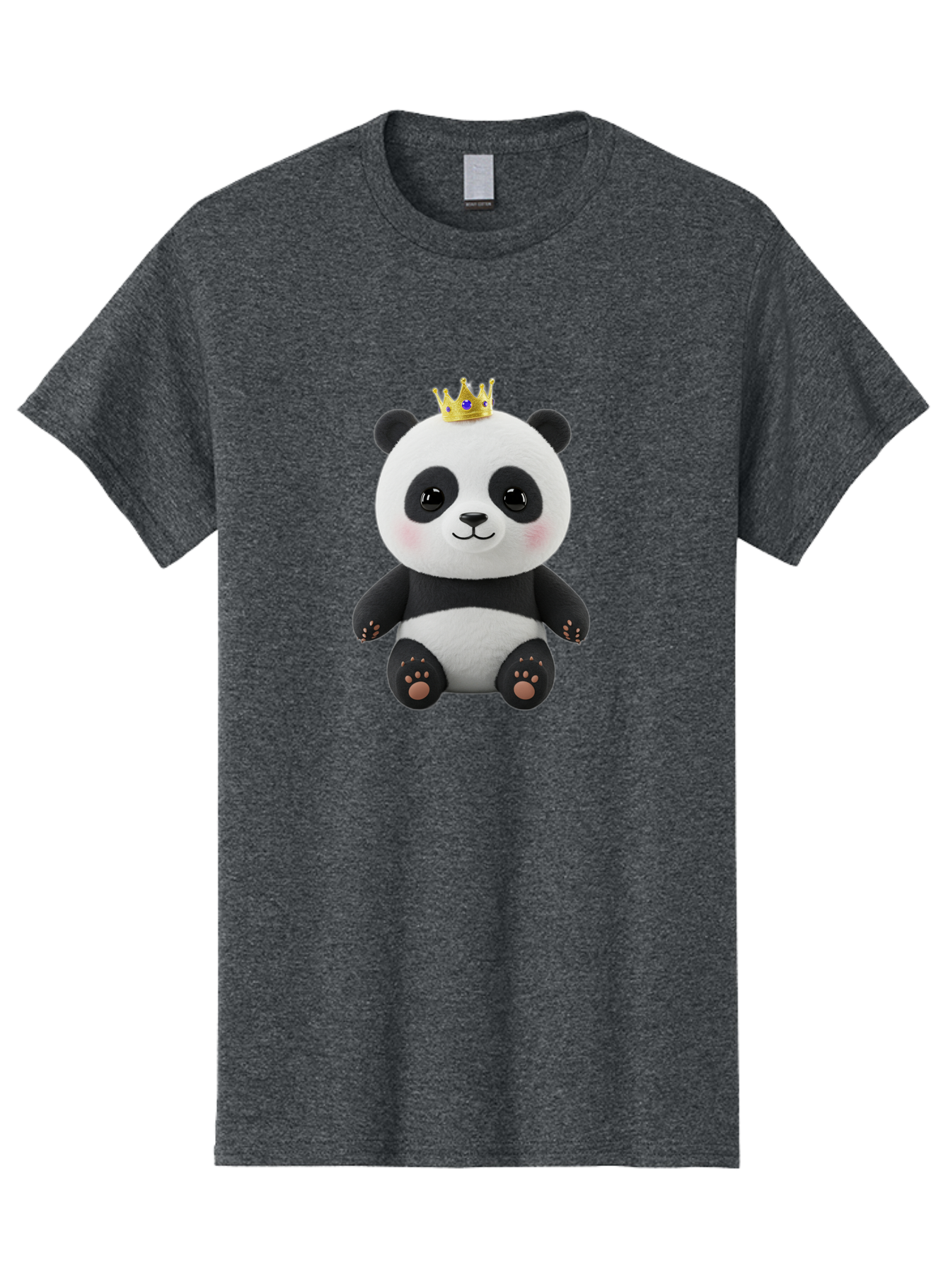 Panda-With-Crown-1 Men'S Graphic Tee, 100% Cotton, Comfortable Casual Summer Wear, Machine Washable, Cute Panda Bear, Plush Toy, Crown On Head, Adorable Face, Soft Toy, Black And White Panda, Crown Jewel, Royal Treatment, Baby Panda, Bae608