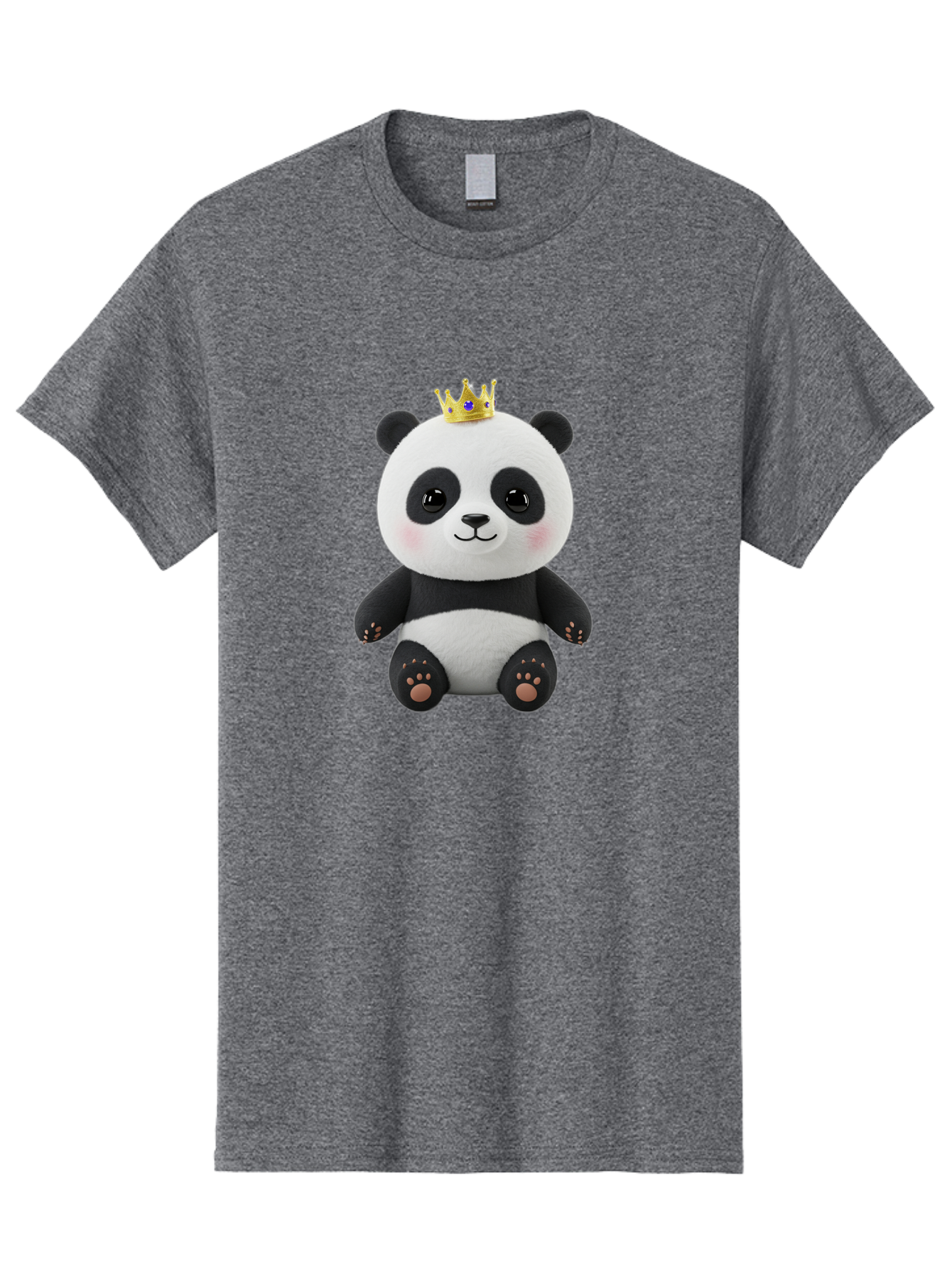 Panda-With-Crown-1 Men'S Graphic Tee, 100% Cotton, Comfortable Casual Summer Wear, Machine Washable, Cute Panda Bear, Plush Toy, Crown On Head, Adorable Face, Soft Toy, Black And White Panda, Crown Jewel, Royal Treatment, Baby Panda, Bae608