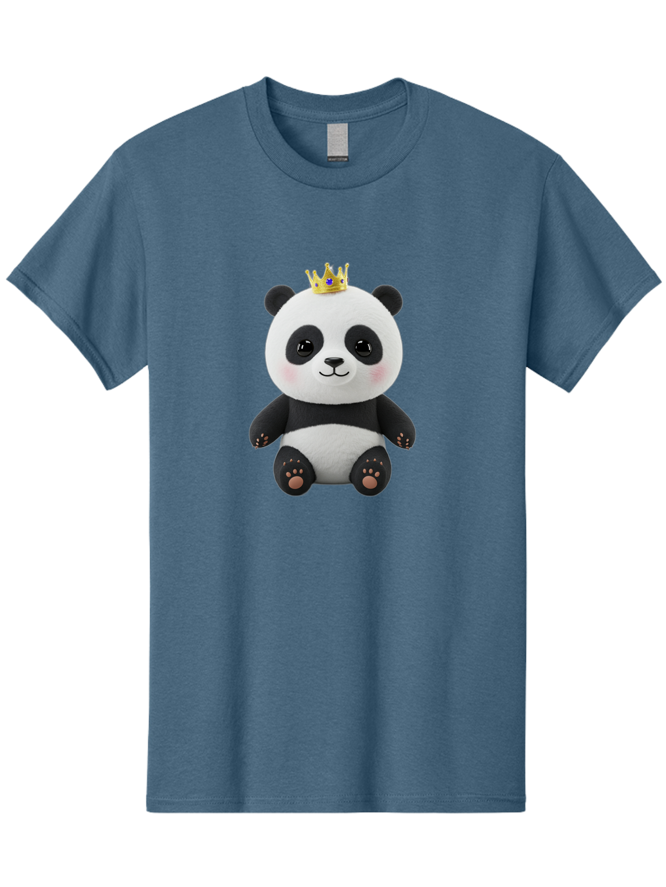 Panda-With-Crown-1 Men'S Graphic Tee, 100% Cotton, Comfortable Casual Summer Wear, Machine Washable, Cute Panda Bear, Plush Toy, Crown On Head, Adorable Face, Soft Toy, Black And White Panda, Crown Jewel, Royal Treatment, Baby Panda, Bae608