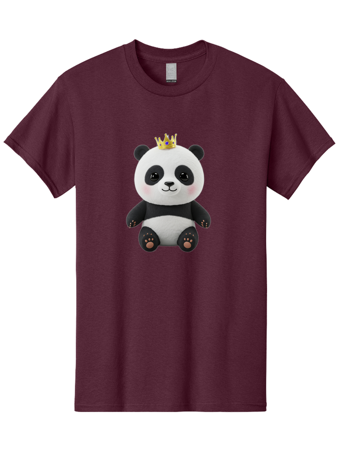 Panda-With-Crown-1 Men'S Graphic Tee, 100% Cotton, Comfortable Casual Summer Wear, Machine Washable, Cute Panda Bear, Plush Toy, Crown On Head, Adorable Face, Soft Toy, Black And White Panda, Crown Jewel, Royal Treatment, Baby Panda, Bae608