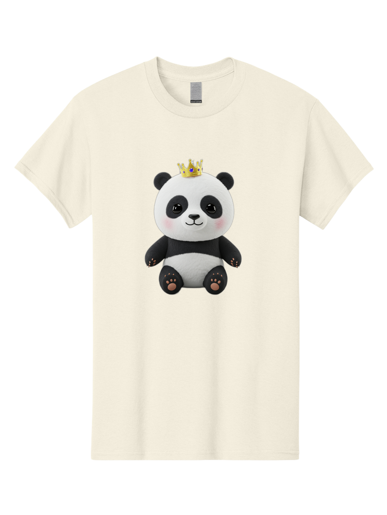 Panda-With-Crown-1 Men'S Graphic Tee, 100% Cotton, Comfortable Casual Summer Wear, Machine Washable, Cute Panda Bear, Plush Toy, Crown On Head, Adorable Face, Soft Toy, Black And White Panda, Crown Jewel, Royal Treatment, Baby Panda, Bae608