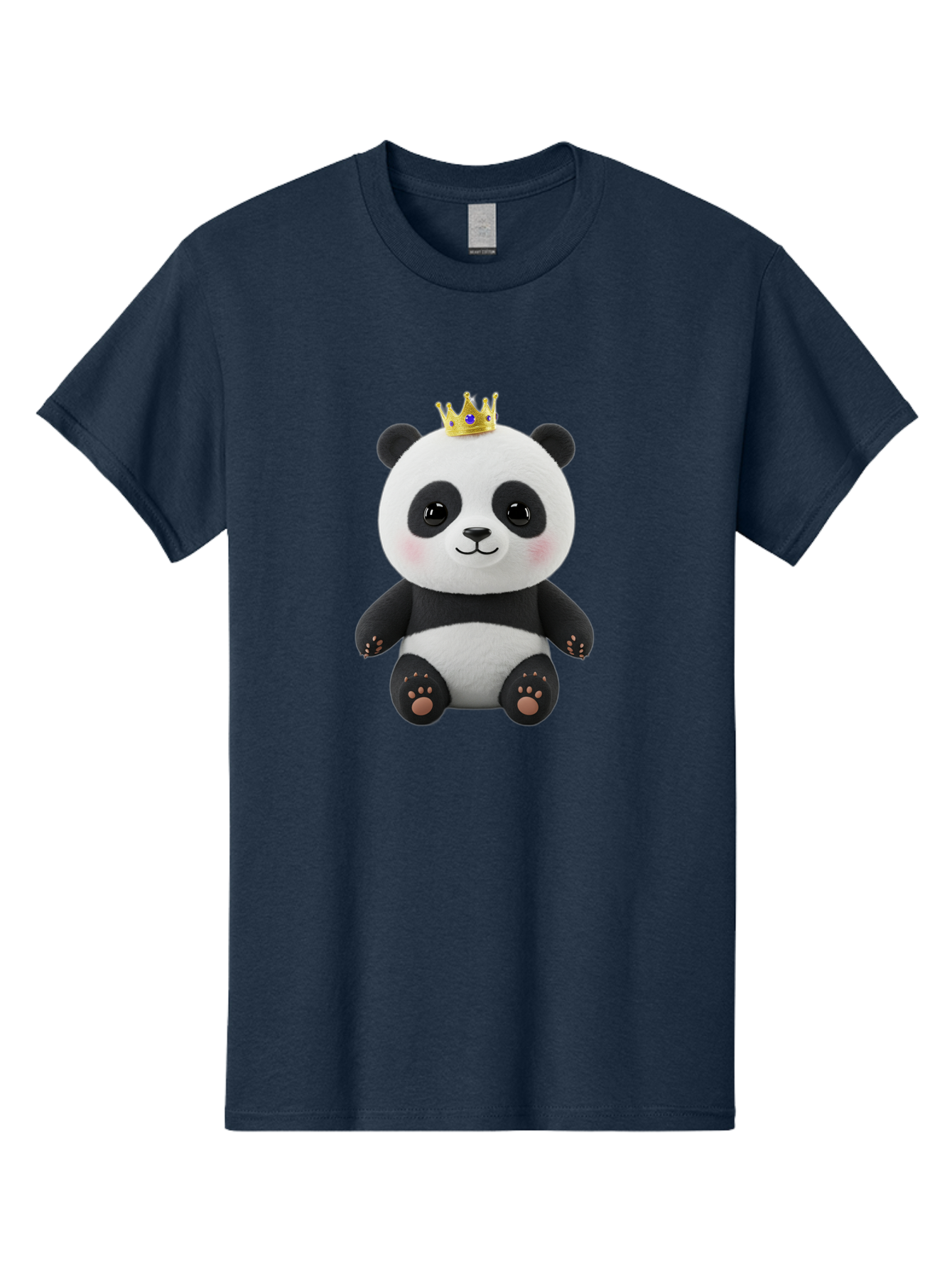 Panda-With-Crown-1 Men'S Graphic Tee, 100% Cotton, Comfortable Casual Summer Wear, Machine Washable, Cute Panda Bear, Plush Toy, Crown On Head, Adorable Face, Soft Toy, Black And White Panda, Crown Jewel, Royal Treatment, Baby Panda, Bae608