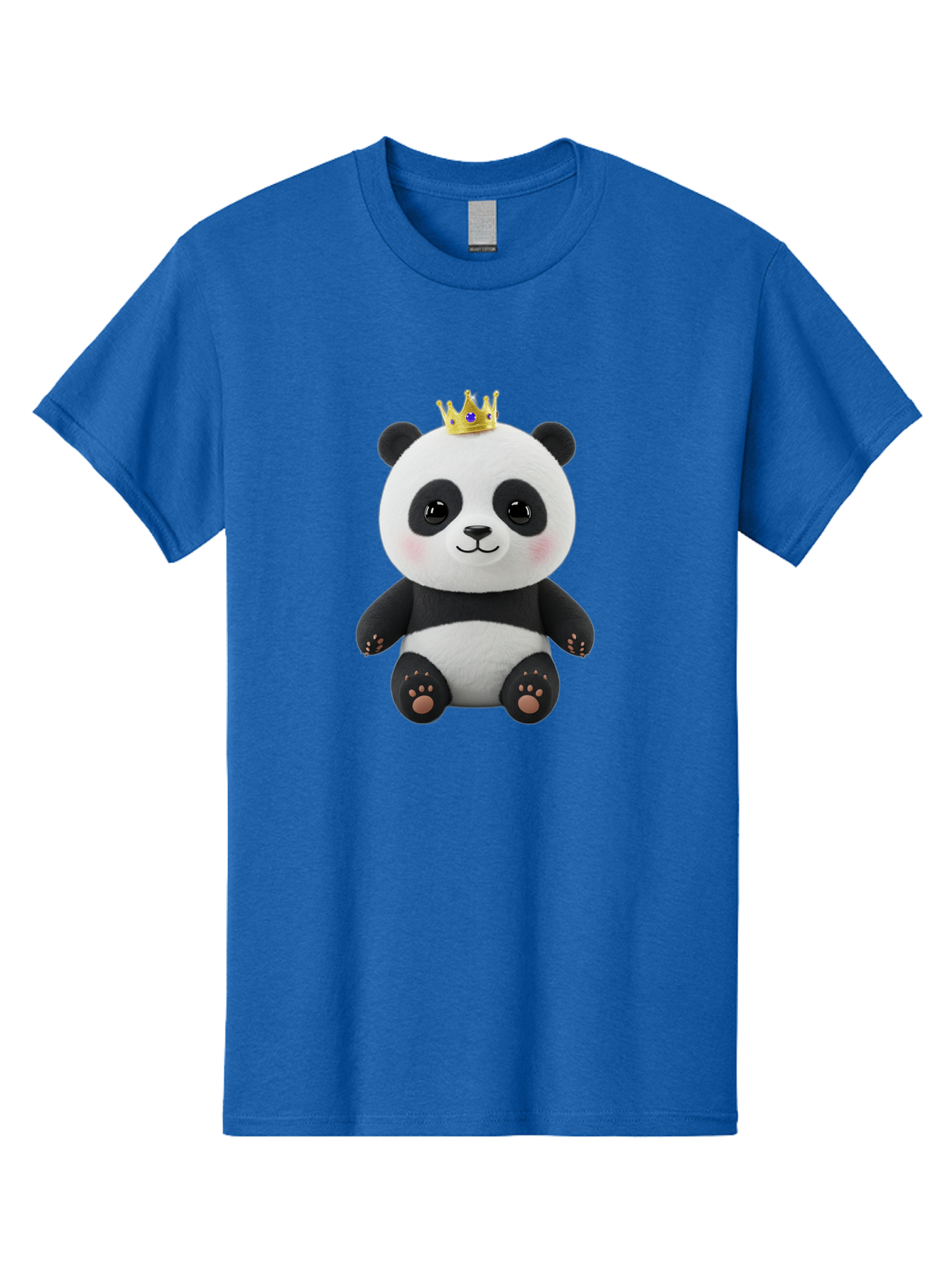 Panda-With-Crown-1 Men'S Graphic Tee, 100% Cotton, Comfortable Casual Summer Wear, Machine Washable, Cute Panda Bear, Plush Toy, Crown On Head, Adorable Face, Soft Toy, Black And White Panda, Crown Jewel, Royal Treatment, Baby Panda, Bae608