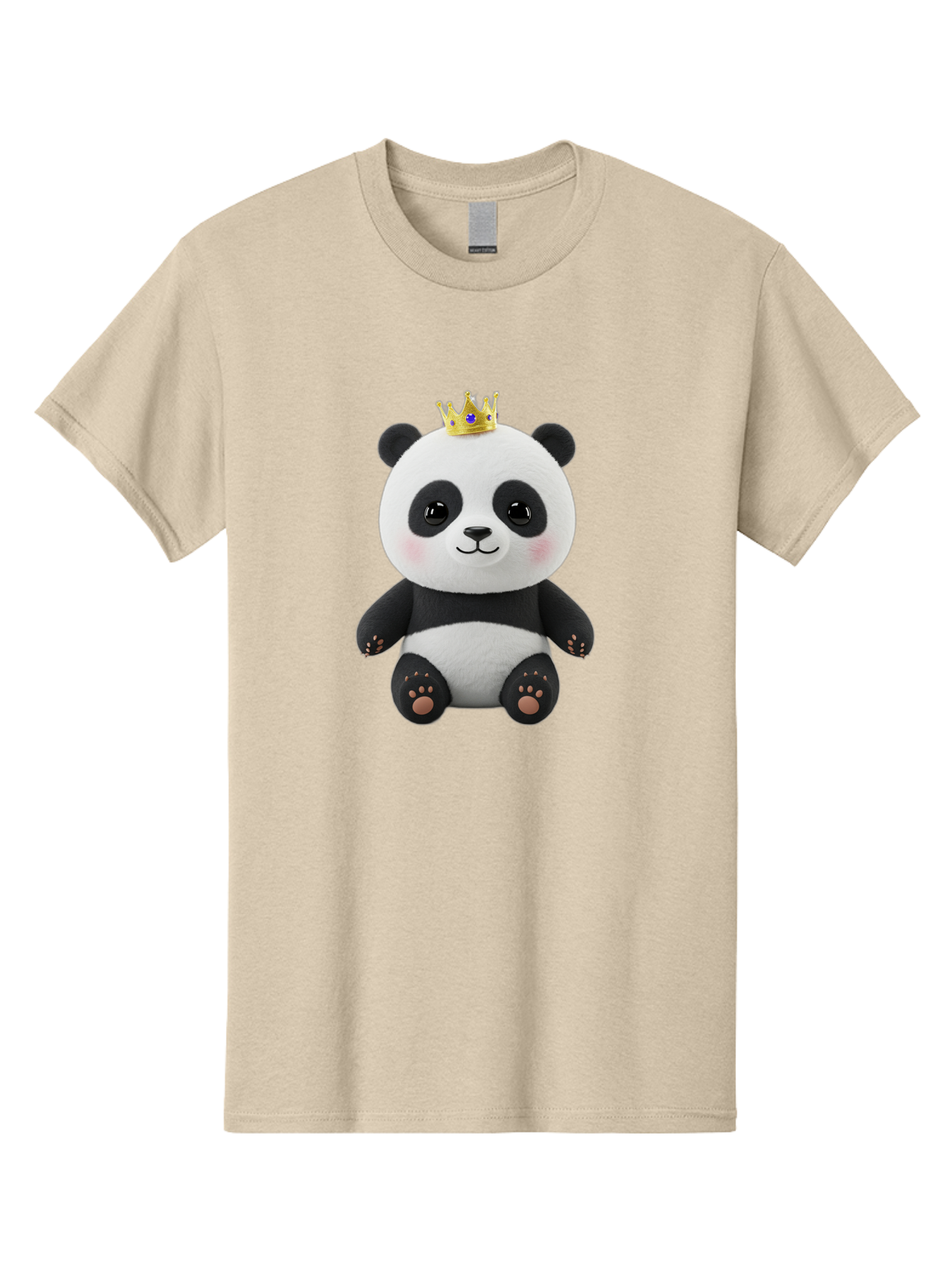 Panda-With-Crown-1 Men'S Graphic Tee, 100% Cotton, Comfortable Casual Summer Wear, Machine Washable, Cute Panda Bear, Plush Toy, Crown On Head, Adorable Face, Soft Toy, Black And White Panda, Crown Jewel, Royal Treatment, Baby Panda, Bae608