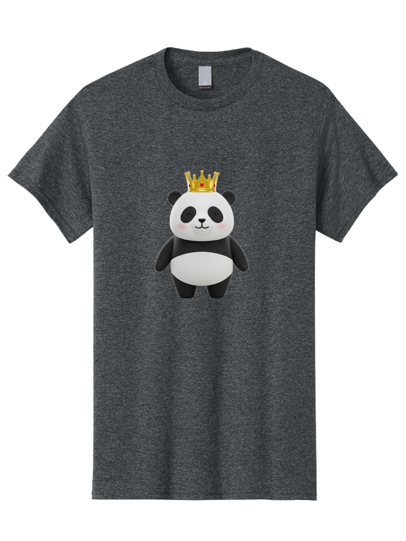 Panda-With-Crown-2 Men'S Graphic Tee, 100% Cotton, Comfortable Casual Summer Wear, Machine Washable, Cute Panda, Cartoon Panda, Panda Bear, Gold Crown, Royal Treatment, Kawaii Style, Adorable Animal, Smiling Face, Black And White Fur, Bae609