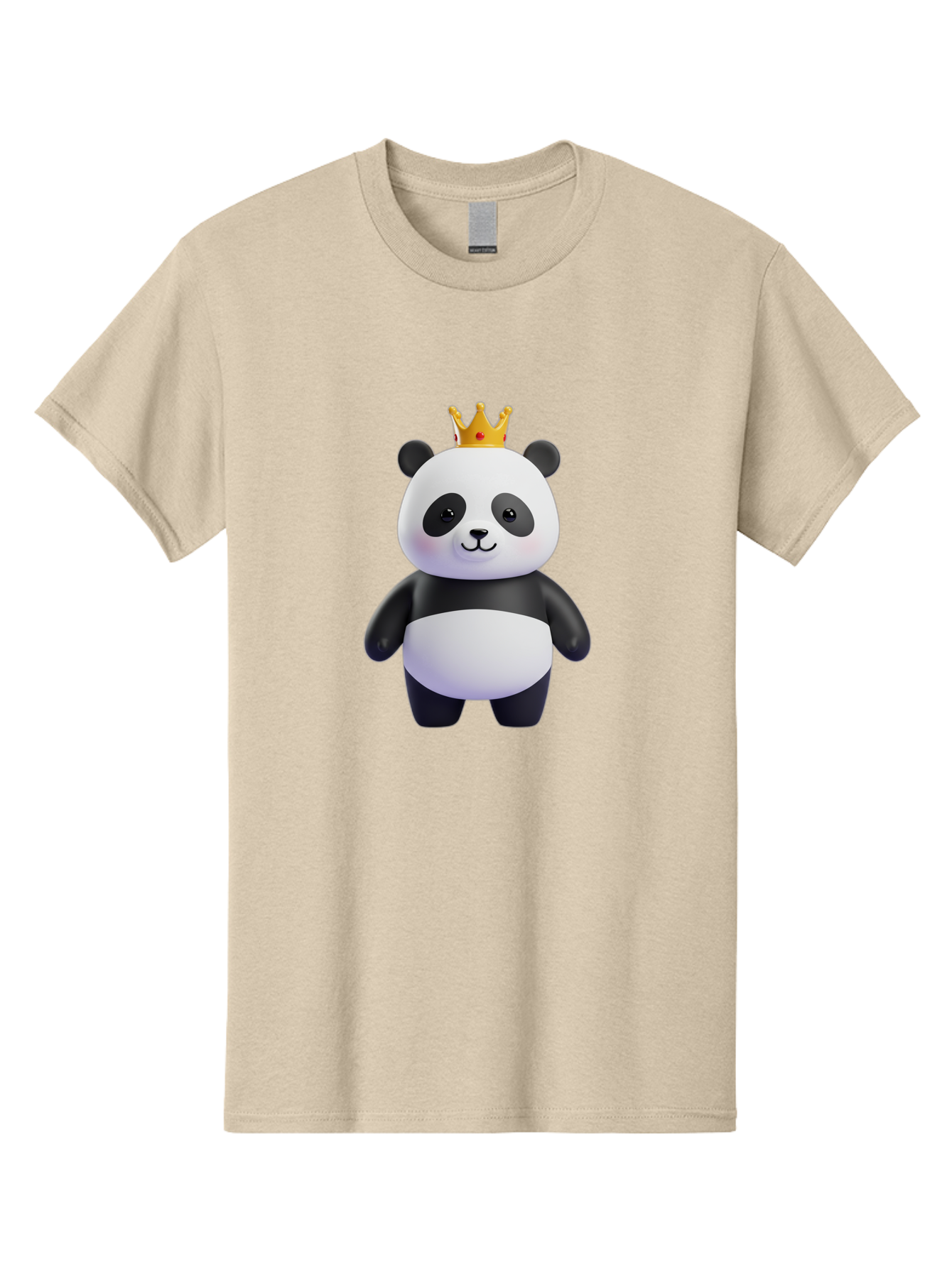 Panda-With-Crown-3 Men'S Graphic Tee, 100% Cotton, Comfortable Casual Summer Wear, Machine Washable, Cartoon Panda Bear, Cute Illustration, Panda With Crown, Golden Crown, Kawaii Character, Adorable Animal, Black And White Panda, Funny Panda, Bae610