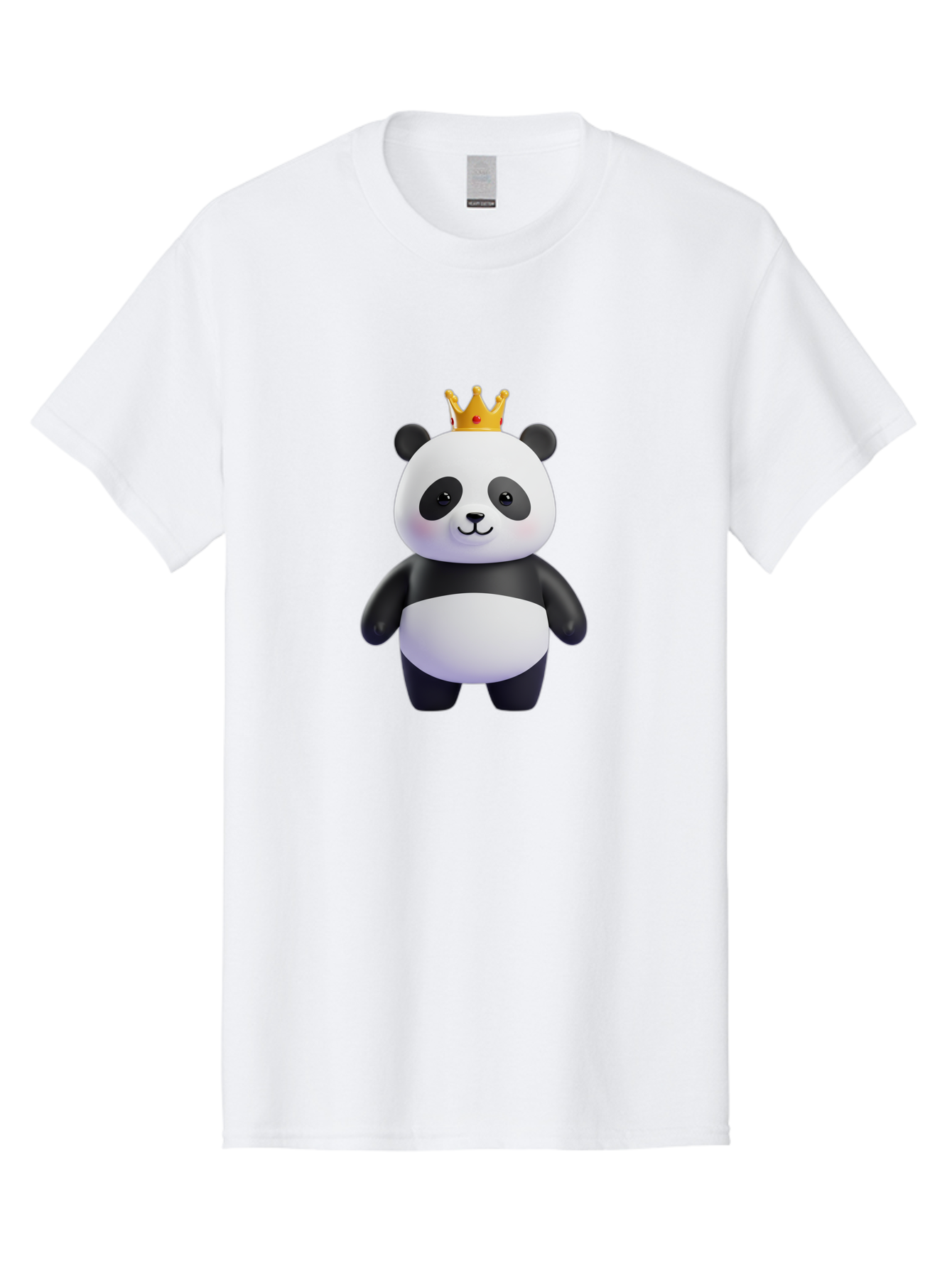 Panda-With-Crown-3 Men'S Graphic Tee, 100% Cotton, Comfortable Casual Summer Wear, Machine Washable, Cartoon Panda Bear, Cute Illustration, Panda With Crown, Golden Crown, Kawaii Character, Adorable Animal, Black And White Panda, Funny Panda, Bae610