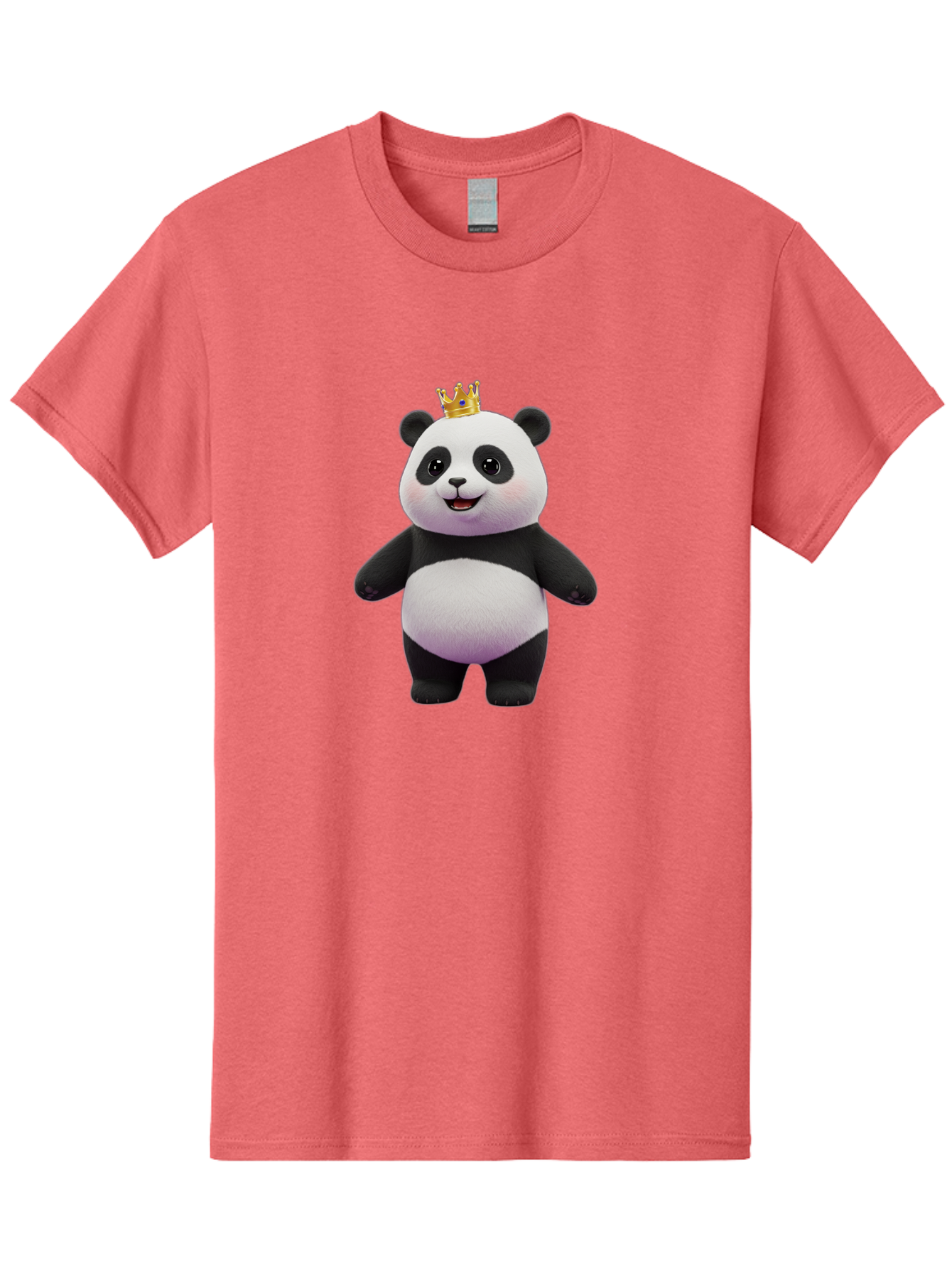 Panda-With-Crown-5 Men'S Graphic Tee, 100% Cotton, Comfortable Casual Summer Wear, Machine Washable, Cartoon Panda Bear, Cute Animal Character, Black And White Panda, Gold Crown, Regal Animal, Funny Cartoon, Adorable Creature, Bae612