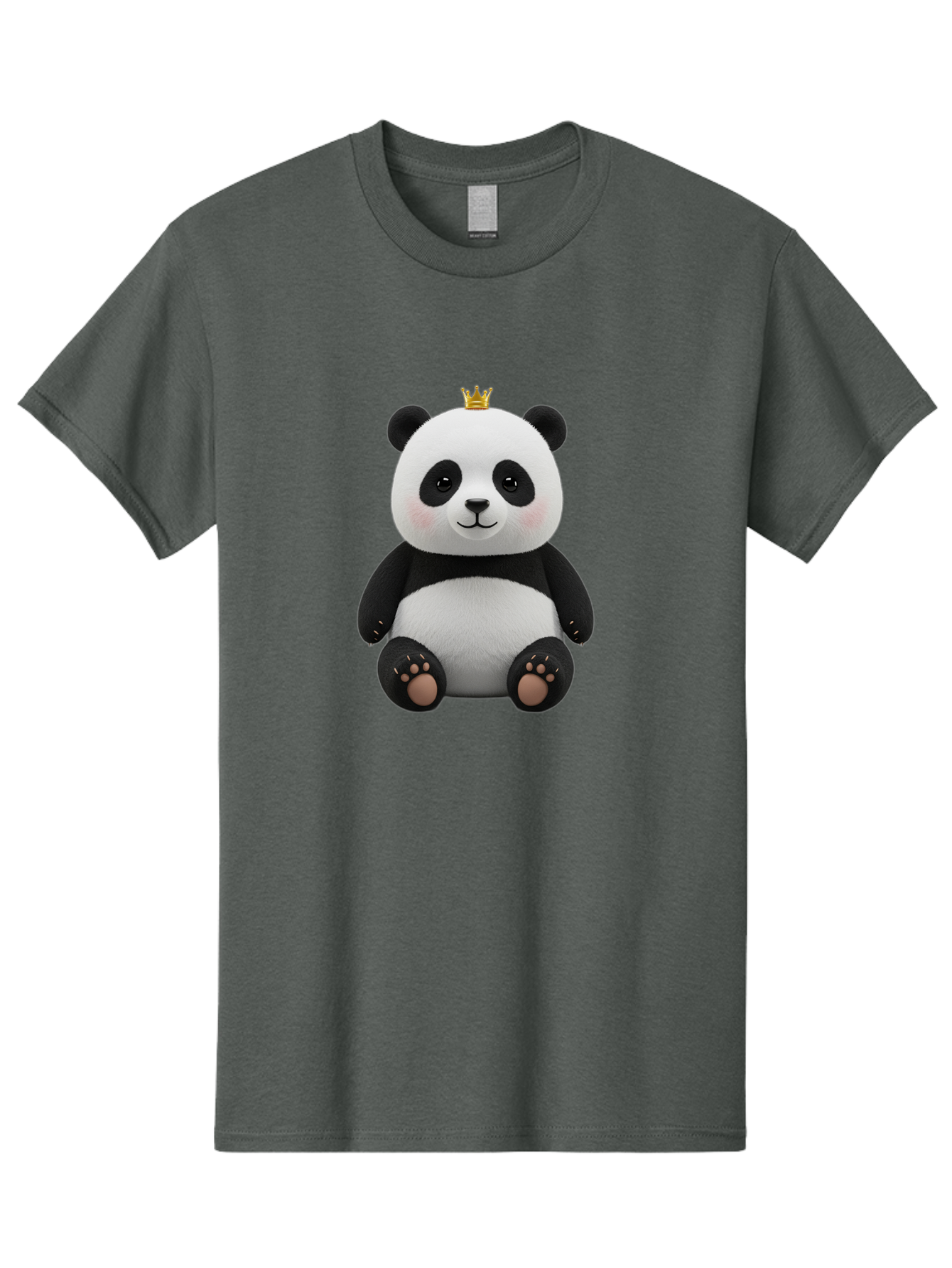 Panda-With-Crown-6 Men'S Graphic Tee, 100% Cotton, Comfortable Casual Summer Wear, Machine Washable, Cute Panda Bear, Cartoon Panda, Panda With Crown, Royal Panda, Adorable Animal, Stuffed Panda, Kawaii Panda, Plush Toy, Fluffy Panda, Bae613