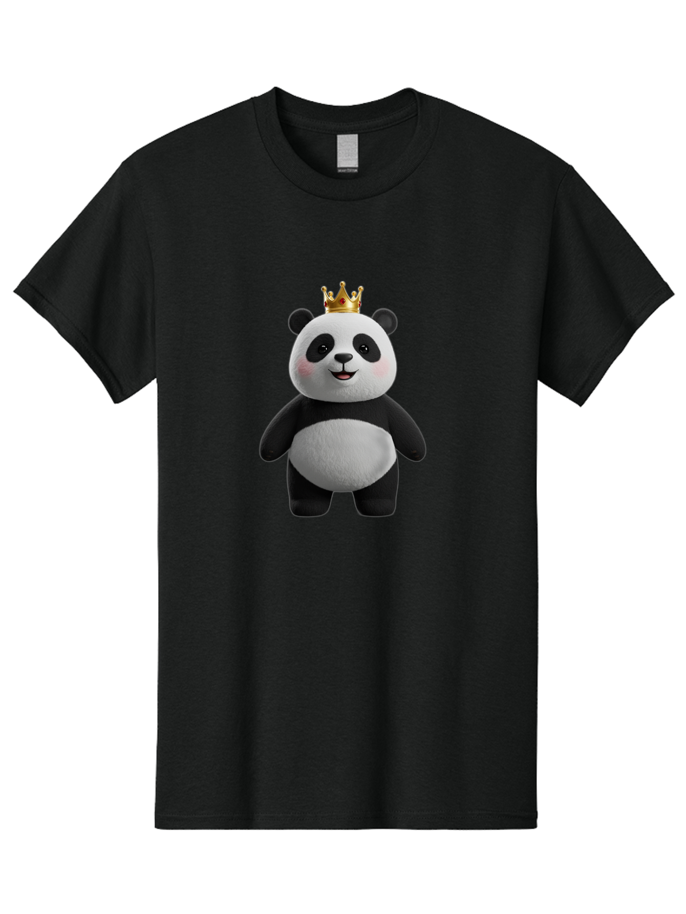Panda-With-Crown-7 Men'S Graphic Tee, 100% Cotton, Comfortable Casual Summer Wear, Machine Washable, Cartoon Panda, Cute Animal, Panda Bear, Crown On Head, Regal Animal, Adorable Creature, Funny Character, Digital Art, Illustration, Bae614