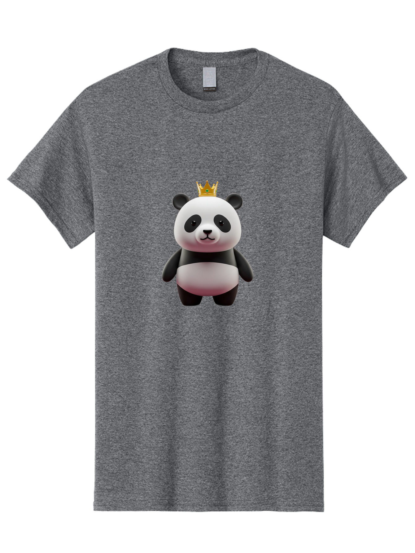 Panda-With-Gold-Crown Men'S Graphic Tee, 100% Cotton, Comfortable Casual Summer Wear, Machine Washable, Cartoon Panda, Panda Bear, Cute Animal, Crown On Head, Royal Treatment, Adorable Creature, Funny Character, 3D Illustration, Bae618
