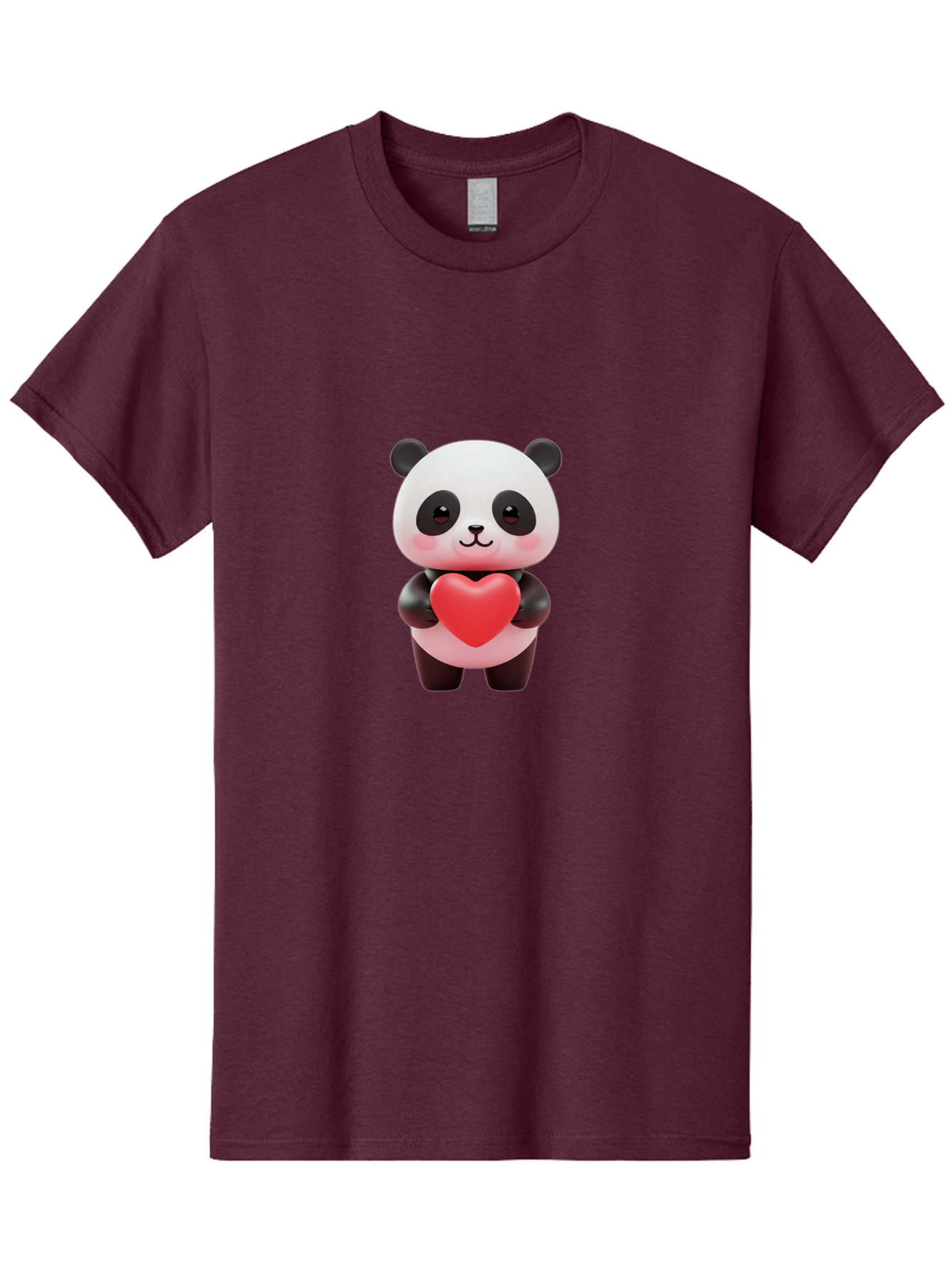 Panda-With-Heart-1 Men'S Graphic Tee, 100% Cotton, Comfortable Casual Summer Wear, Machine Washable, Cartoon Panda, Red Heart, Cute Animal, Love Symbol, Adorable Character, 3D Illustration, Panda Bear, Heart Shape, Love Expression, Kawaii Art Bae619