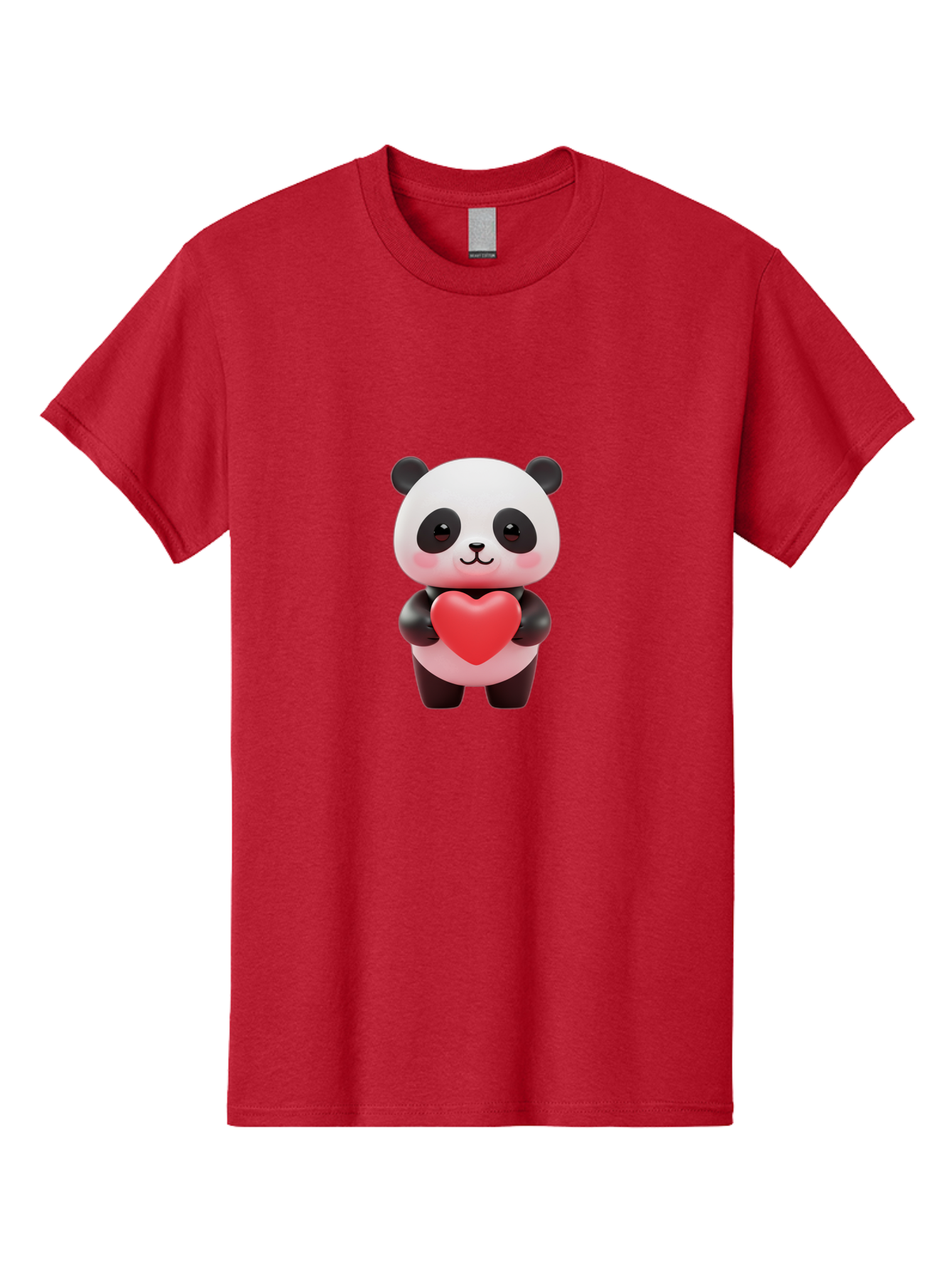 Panda-With-Heart-1 Men'S Graphic Tee, 100% Cotton, Comfortable Casual Summer Wear, Machine Washable, Cartoon Panda, Red Heart, Cute Animal, Love Symbol, Adorable Character, 3D Illustration, Panda Bear, Heart Shape, Love Expression, Kawaii Art Bae619