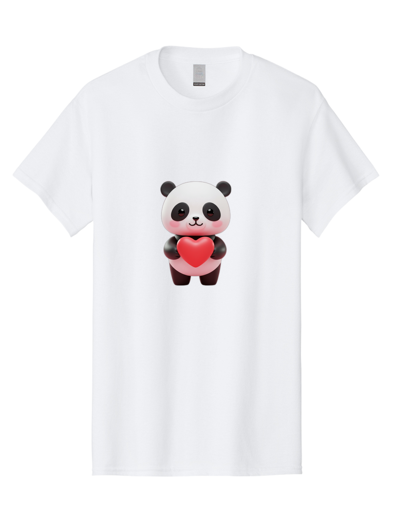 Panda-With-Heart-1 Men'S Graphic Tee, 100% Cotton, Comfortable Casual Summer Wear, Machine Washable, Cartoon Panda, Red Heart, Cute Animal, Love Symbol, Adorable Character, 3D Illustration, Panda Bear, Heart Shape, Love Expression, Kawaii Art Bae619