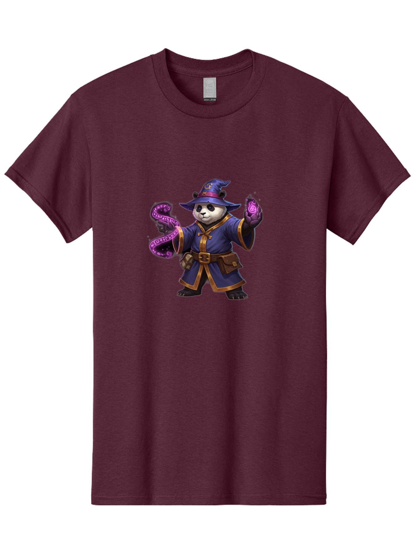 Panda-Wizard Men'S Graphic Tee, 100% Cotton, Comfortable Casual Summer Wear, Machine Washable, Cartoon Panda Wizard, Magic Spell, Mystical Creature, Fantasy Art, Purple Magic, Wizard Robe, Gold Trim, Mystical Symbols, Adorable Panda, Bae625