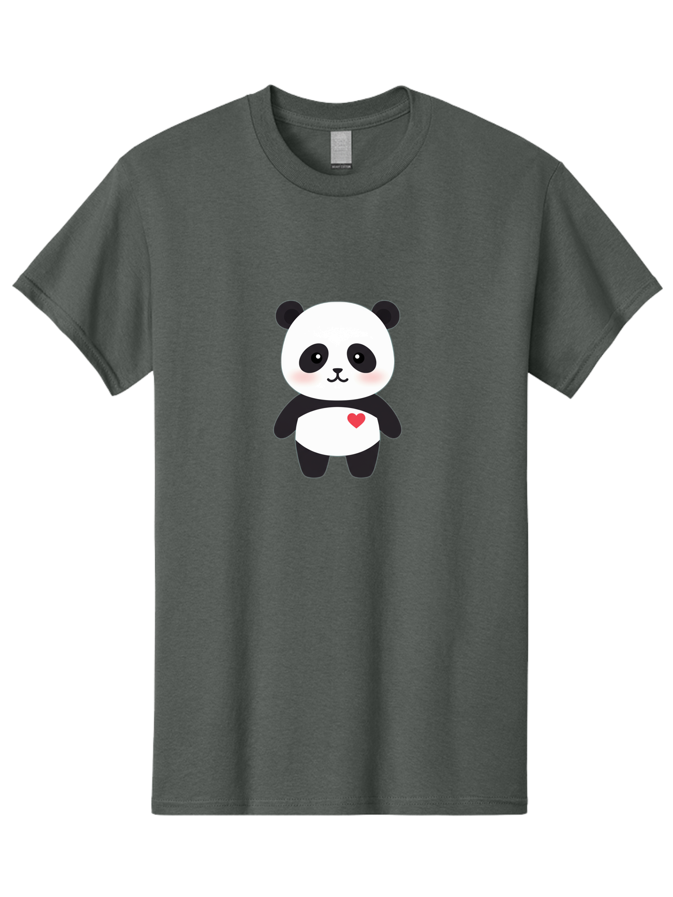 Panda Men'S Graphic Tee, 100% Cotton, Comfortable Casual Summer Wear, Machine Washable, Cute Cartoon Panda, Adorable Illustration, Sweet Panda Bear, Heart On Belly, Kawaii Character, Black And White Panda, Cartoon Love, Sweet Illustration, Bae626