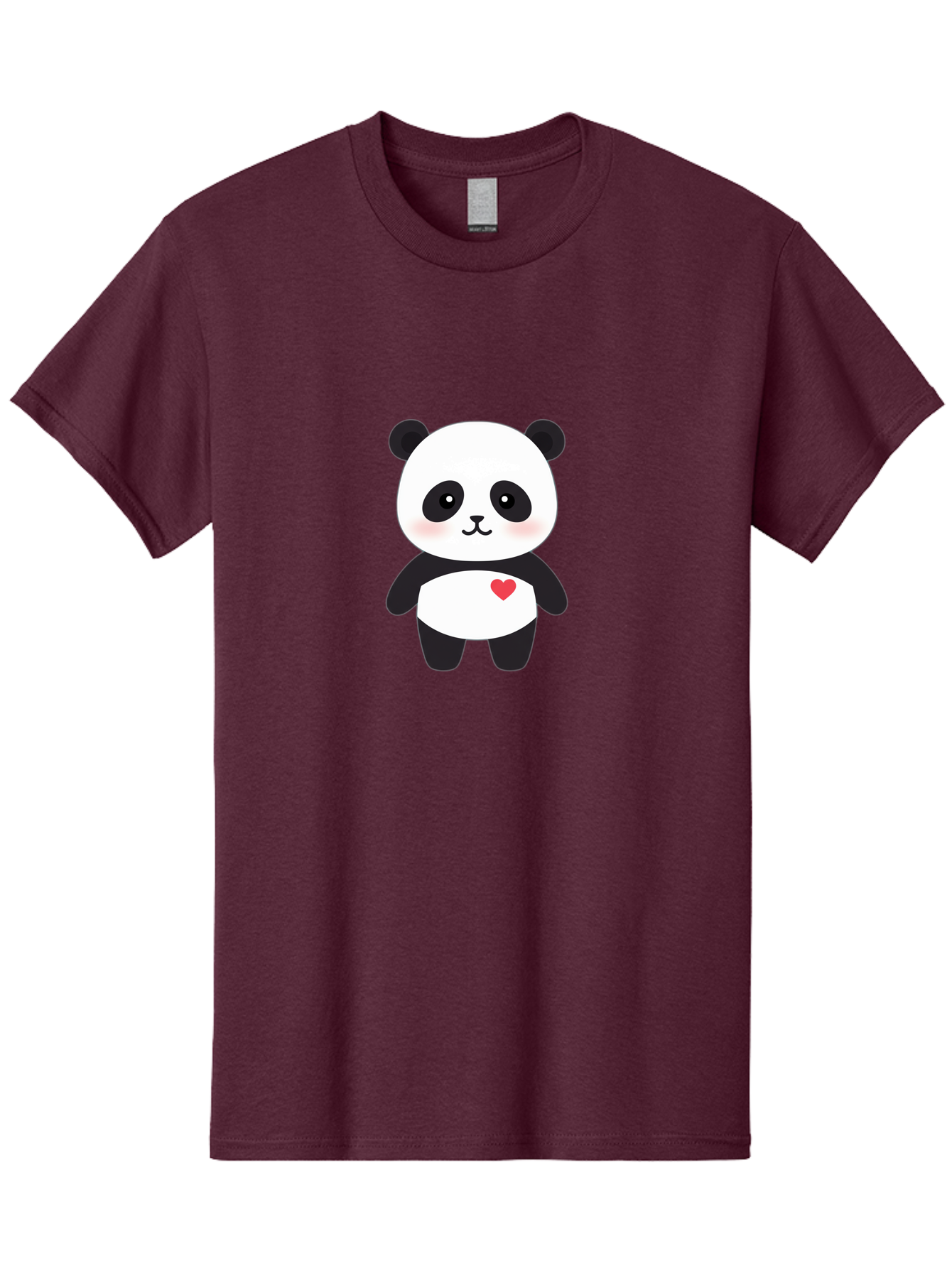 Panda Men'S Graphic Tee, 100% Cotton, Comfortable Casual Summer Wear, Machine Washable, Cute Cartoon Panda, Adorable Illustration, Sweet Panda Bear, Heart On Belly, Kawaii Character, Black And White Panda, Cartoon Love, Sweet Illustration, Bae626