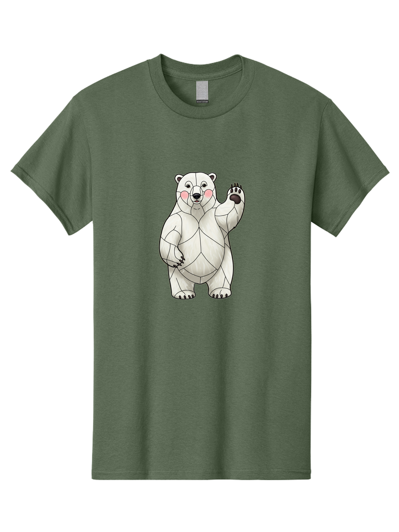 Paper-Polar-Bear-1 Men'S Graphic Tee, 100% Cotton, Comfortable Casual Summer Wear, Machine Washable, Paper Craft Polar Bear, Origami Bear, White Bear, Cartoon Bear, Friendly Bear, Waving Bear, Folded Paper Art, Cute Bear, Playful Bear, Bae628