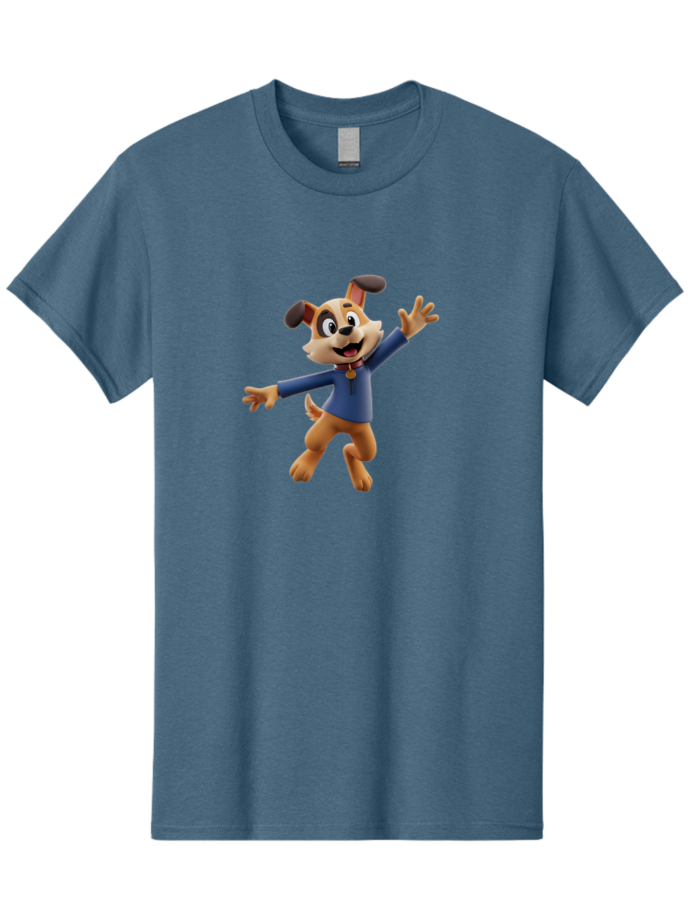 Paw-Patrol Men'S Graphic Tee, 100% Cotton, Comfortable Casual Summer Wear, Machine Washable, Cartoon Dog, Happy Dog, Dog Character, Playful Pup, Paw Patrol Mascot, Dog In Blue Shirt, Animated Canine, Fun Loving Dog, Dog With Outstretched Arms Bae630