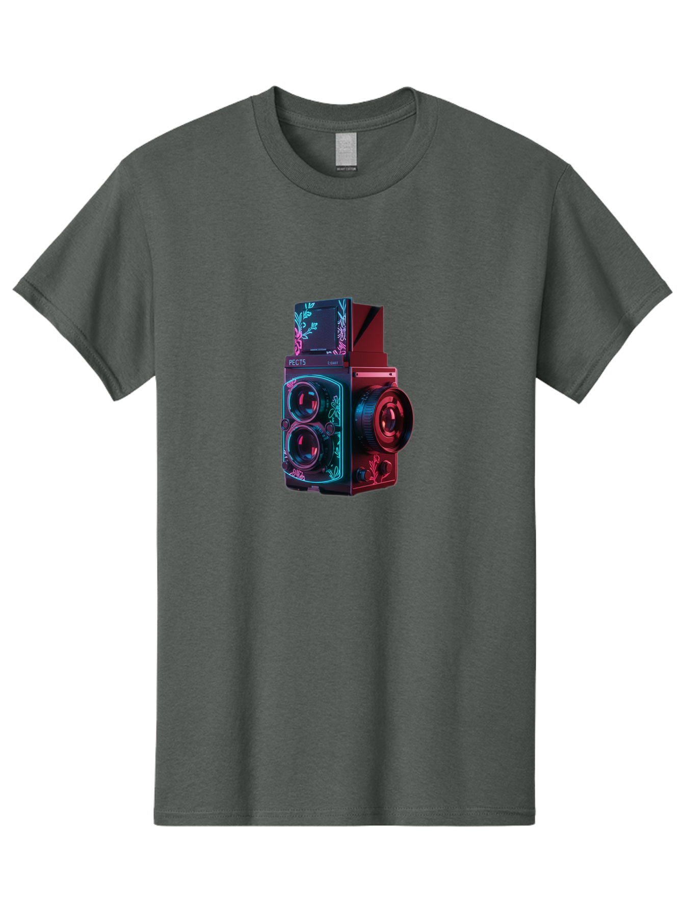 Pects-Lumary Men'S Graphic Tee, 100% Cotton, Comfortable Casual Summer Wear, Machine Washable, Pects Lumary Camera, Professional Photography, Neon Lights, Futuristic Design, Camera Equipment, Floral Patterns, Vibrant Colors, Photography Gear, Bae631