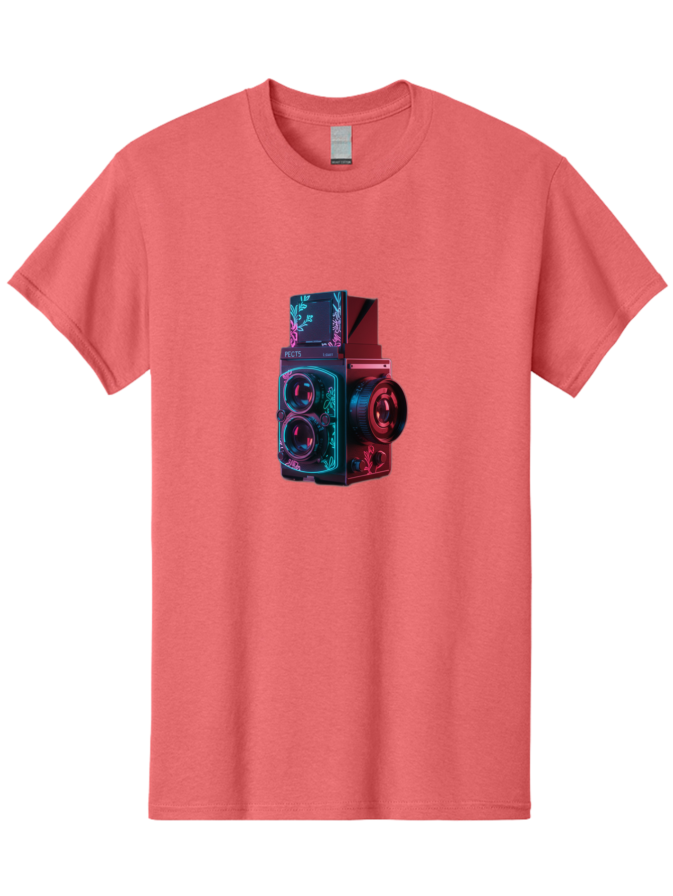 Pects-Lumary Men'S Graphic Tee, 100% Cotton, Comfortable Casual Summer Wear, Machine Washable, Pects Lumary Camera, Professional Photography, Neon Lights, Futuristic Design, Camera Equipment, Floral Patterns, Vibrant Colors, Photography Gear, Bae631