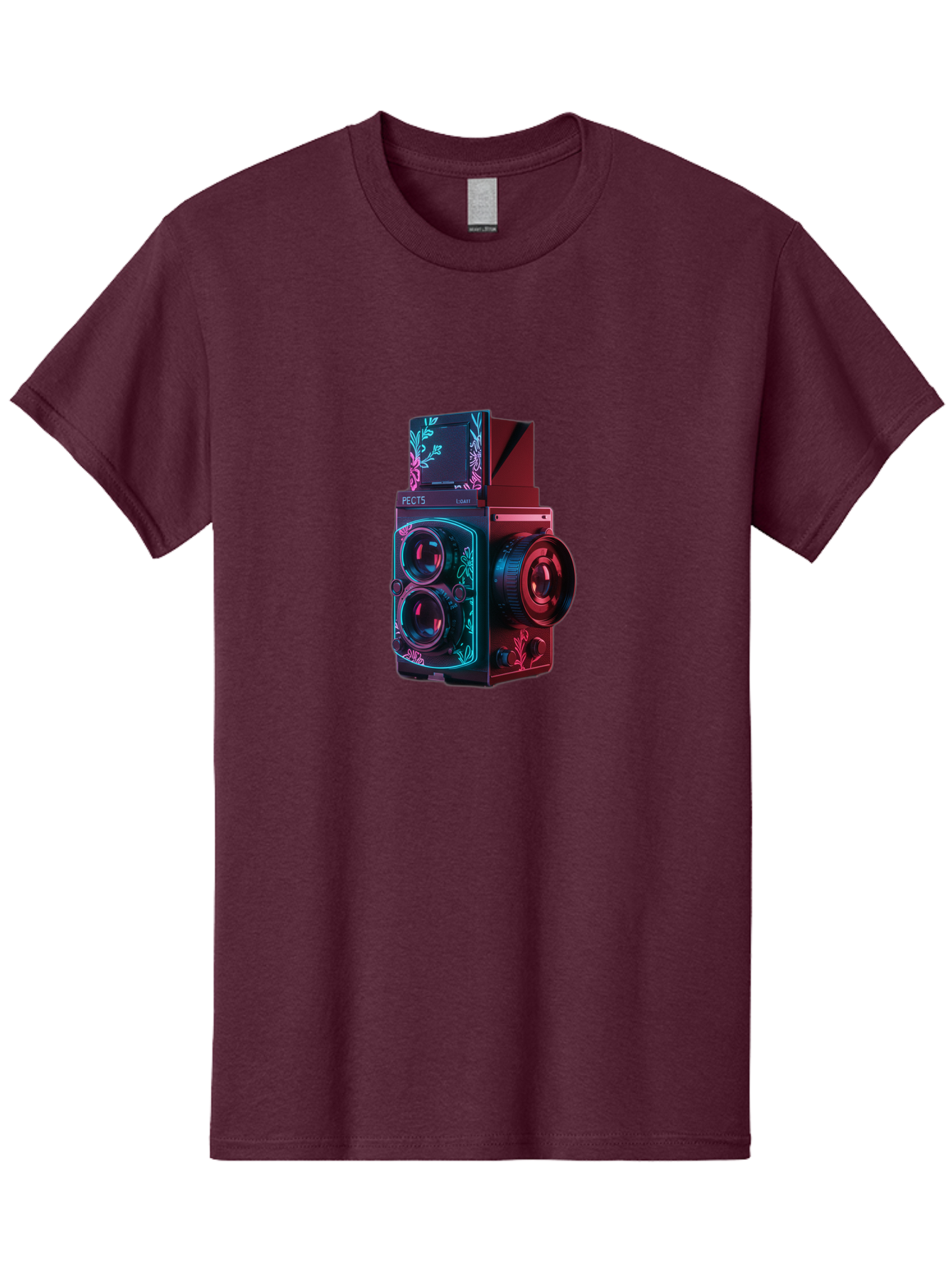 Pects-Lumary Men'S Graphic Tee, 100% Cotton, Comfortable Casual Summer Wear, Machine Washable, Pects Lumary Camera, Professional Photography, Neon Lights, Futuristic Design, Camera Equipment, Floral Patterns, Vibrant Colors, Photography Gear, Bae631