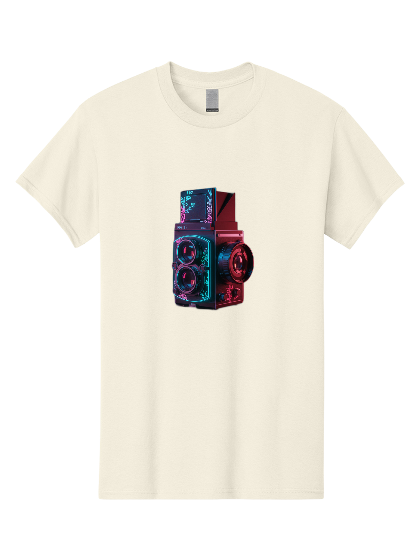 Pects-Lumary Men'S Graphic Tee, 100% Cotton, Comfortable Casual Summer Wear, Machine Washable, Pects Lumary Camera, Professional Photography, Neon Lights, Futuristic Design, Camera Equipment, Floral Patterns, Vibrant Colors, Photography Gear, Bae631