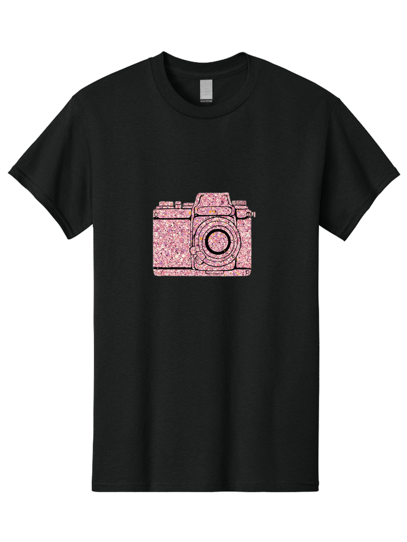 Pink-Camera Men'S Graphic Tee, 100% Cotton, Comfortable Casual Summer Wear, Machine Washable, Pink Camera Illustration, Digital Camera, Photography Equipment, Speckled Texture, Pink And Black Design, Camera, Photography Bae632