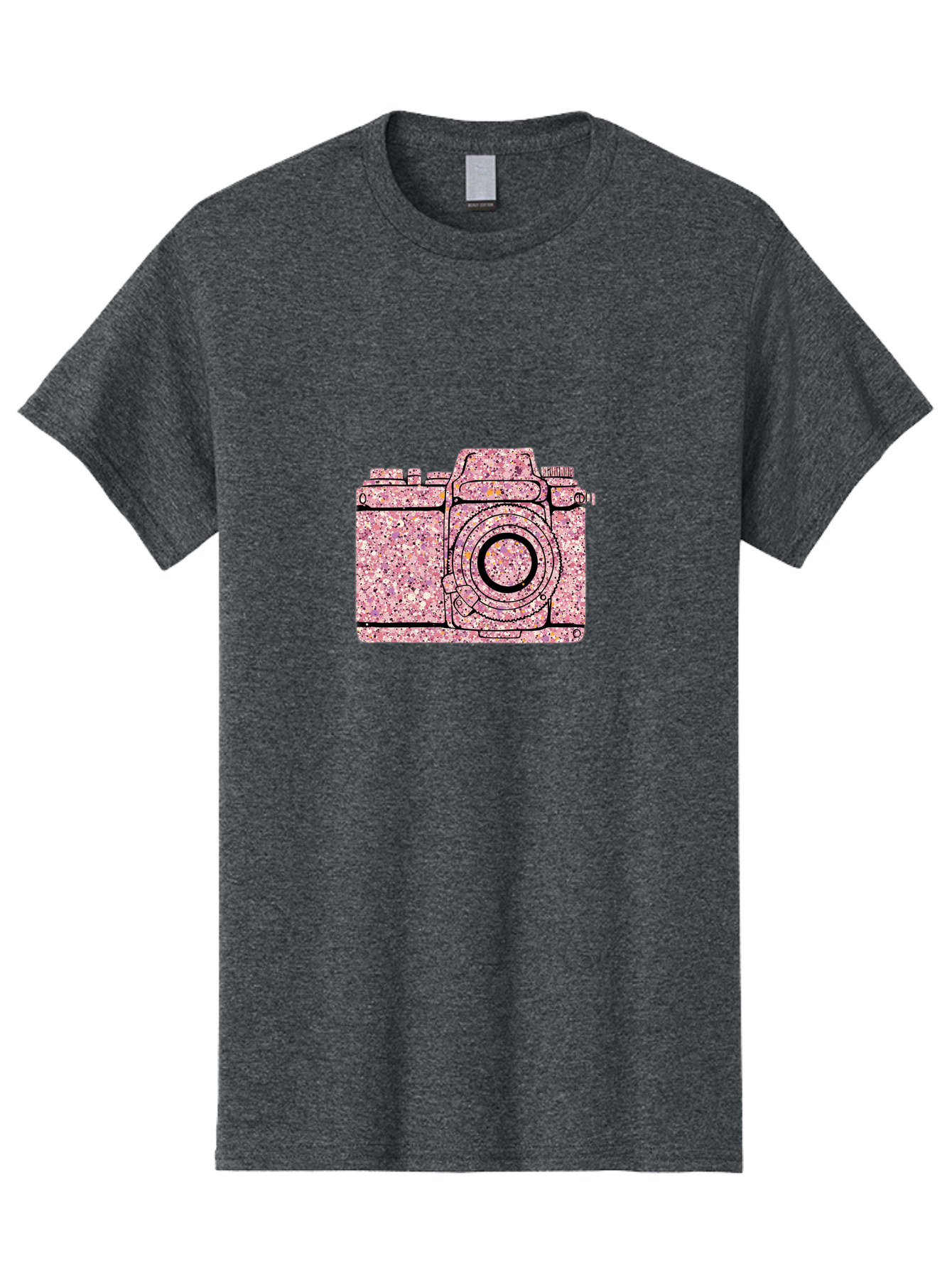 Pink-Camera Men'S Graphic Tee, 100% Cotton, Comfortable Casual Summer Wear, Machine Washable, Pink Camera Illustration, Digital Camera, Photography Equipment, Speckled Texture, Pink And Black Design, Camera, Photography Bae632