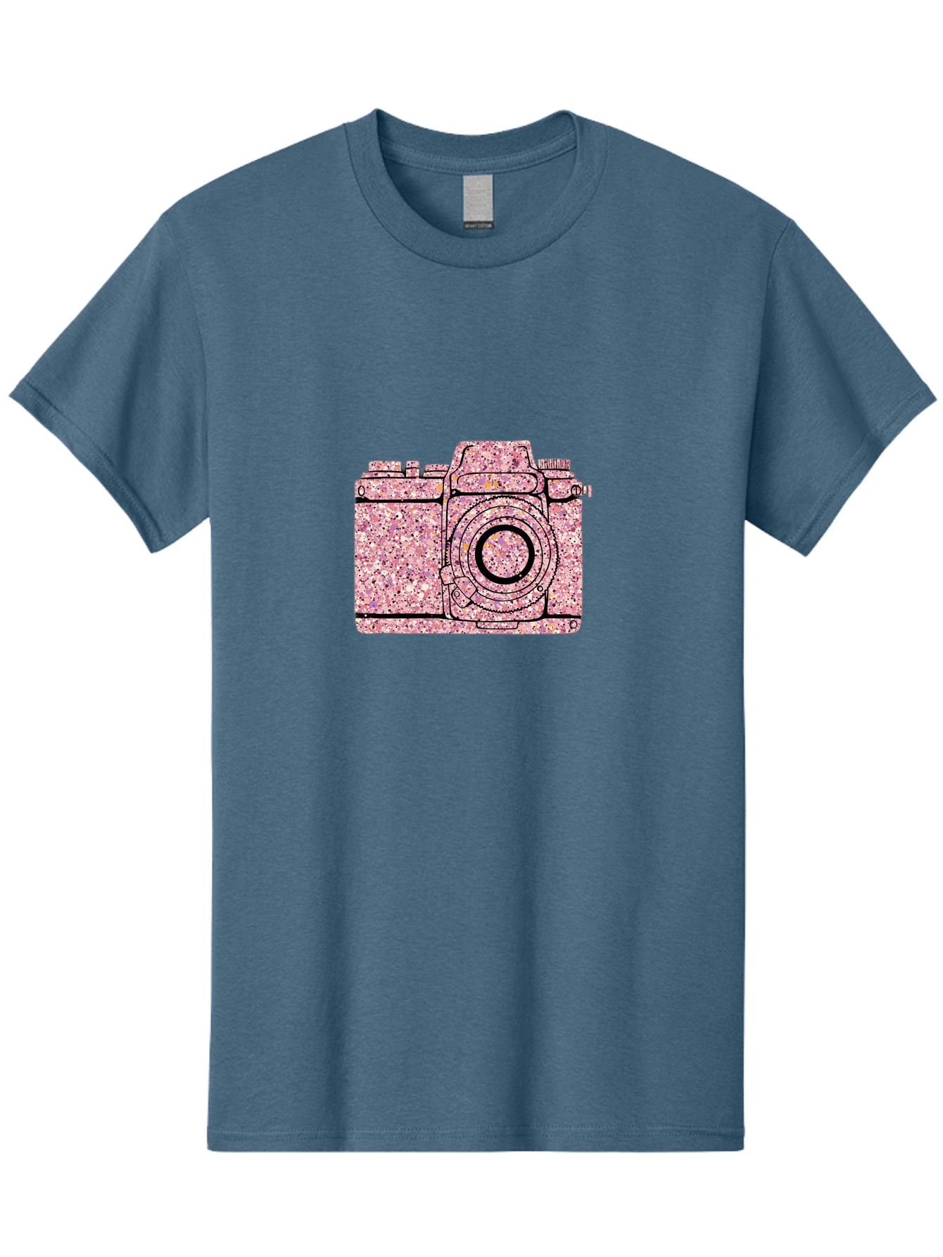 Pink-Camera Men'S Graphic Tee, 100% Cotton, Comfortable Casual Summer Wear, Machine Washable, Pink Camera Illustration, Digital Camera, Photography Equipment, Speckled Texture, Pink And Black Design, Camera, Photography Bae632