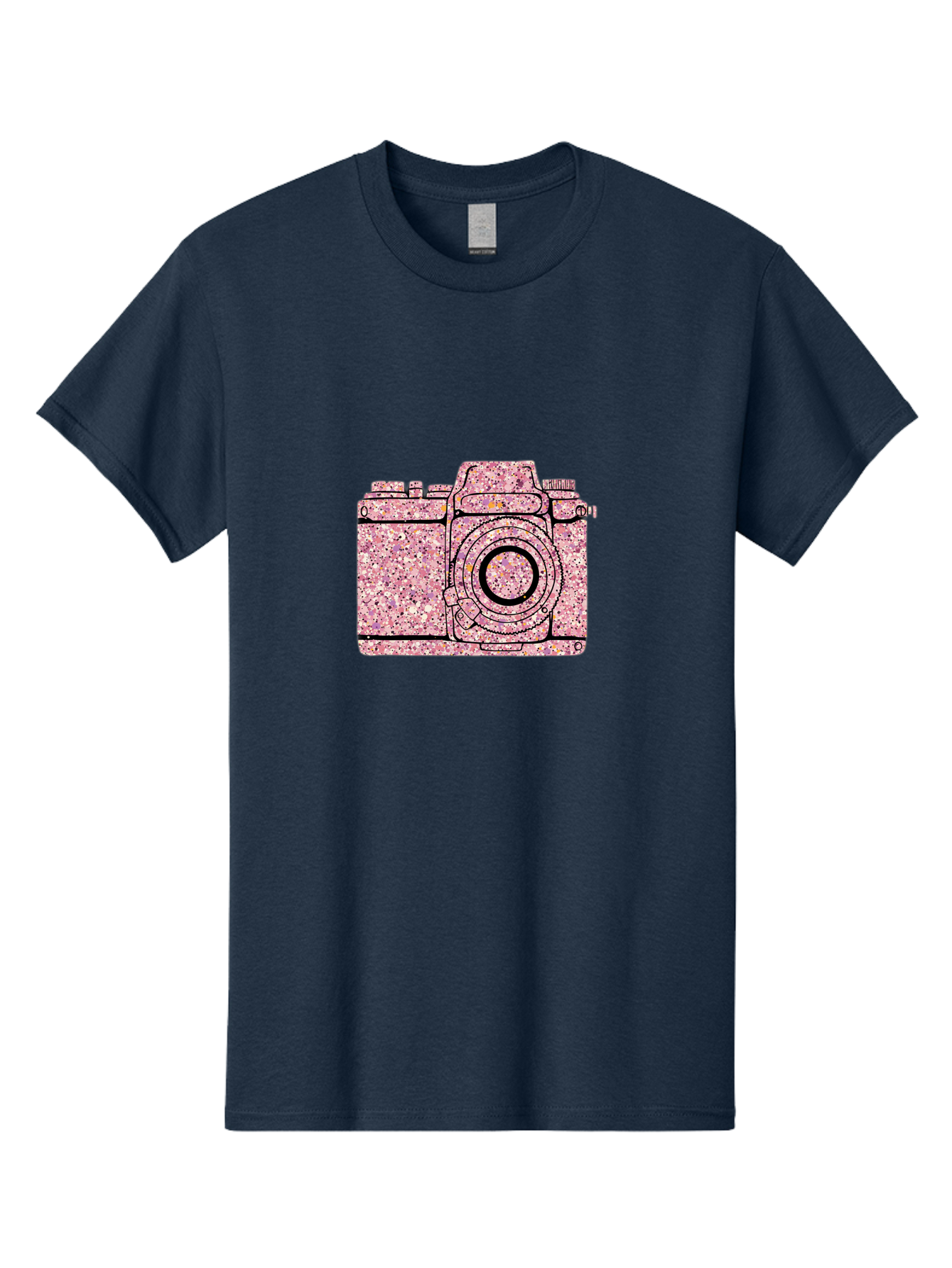 Pink-Camera Men'S Graphic Tee, 100% Cotton, Comfortable Casual Summer Wear, Machine Washable, Pink Camera Illustration, Digital Camera, Photography Equipment, Speckled Texture, Pink And Black Design, Camera, Photography Bae632