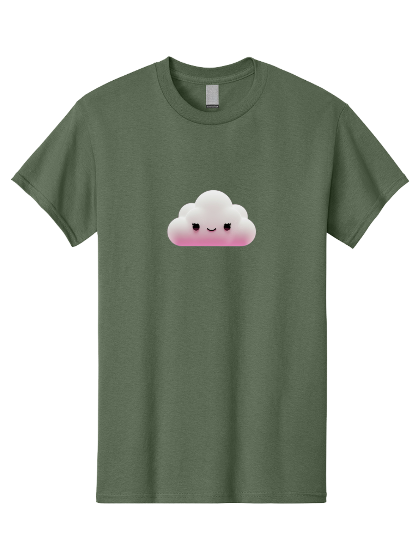 Pink-Cloud-1 Men'S Graphic Tee, 100% Cotton, Comfortable Casual Summer Wear, Machine Washable, Cute Cloud, Cartoon Character, Smiling Face, Fluffy Cloud, Soft Pink, Whimsical Design, Kawaii Art, Digital Illustration, Happy Cloud Bae633