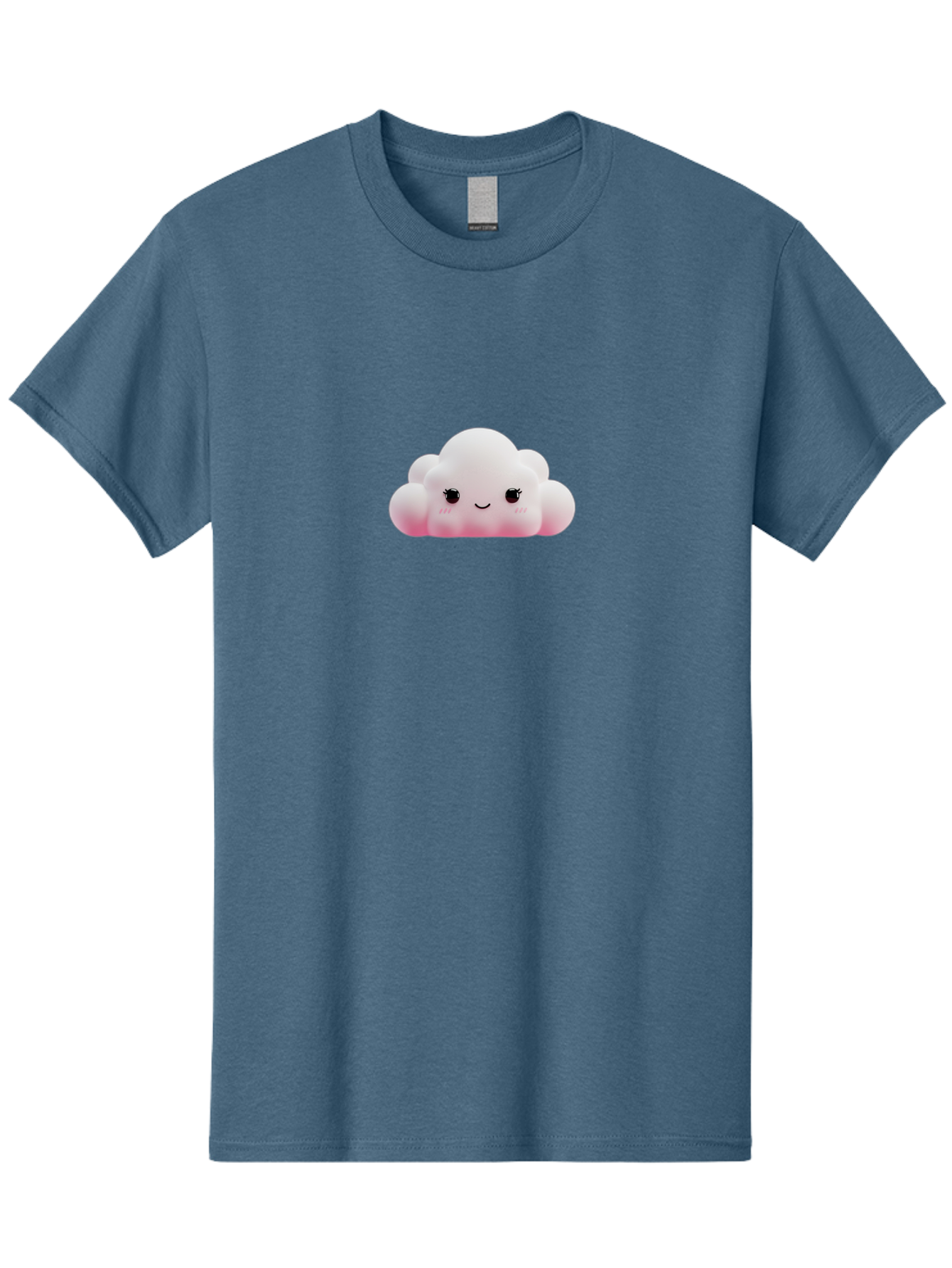 Pink-Cloud Men'S Graphic Tee, 100% Cotton, Comfortable Casual Summer Wear, Machine Washable, Kawaii Cloud, Cute Cartoon Character, Smiling Face, Fluffy White Cloud, Pastel Colors, Cheerful Design, Adorable Illustration, Fluffy Texture Bae634