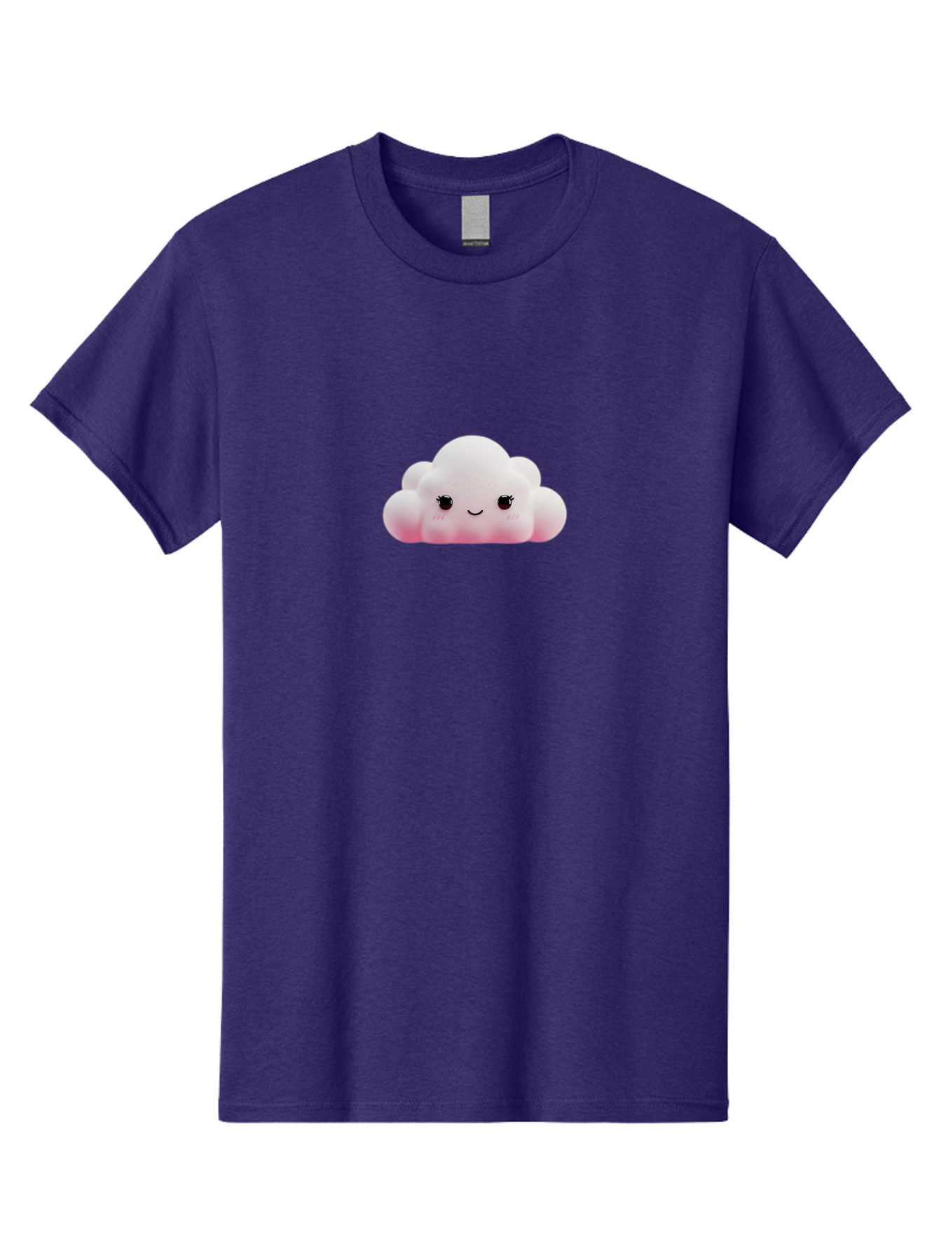 Pink-Cloud Men'S Graphic Tee, 100% Cotton, Comfortable Casual Summer Wear, Machine Washable, Kawaii Cloud, Cute Cartoon Character, Smiling Face, Fluffy White Cloud, Pastel Colors, Cheerful Design, Adorable Illustration, Fluffy Texture Bae634