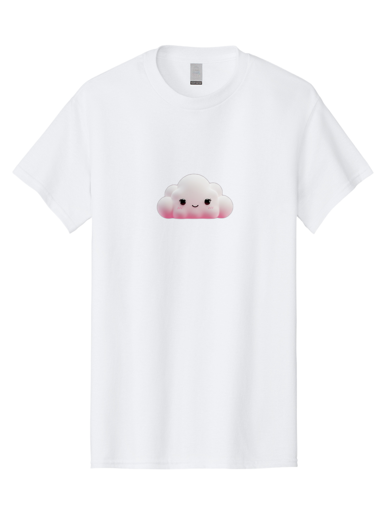 Pink-Cloud Men'S Graphic Tee, 100% Cotton, Comfortable Casual Summer Wear, Machine Washable, Kawaii Cloud, Cute Cartoon Character, Smiling Face, Fluffy White Cloud, Pastel Colors, Cheerful Design, Adorable Illustration, Fluffy Texture Bae634
