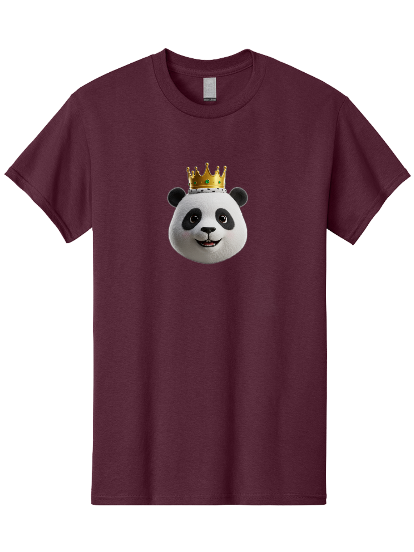 Po Men'S Graphic Tee, 100% Cotton, Comfortable Casual Summer Wear, Machine Washable, Kung Fu Panda, Po'S Face, Cartoon Panda, Crown Icon, Royal Treatment, Animated Character, Adorable Expression, Funny Face, King Of Pandas, Bae637