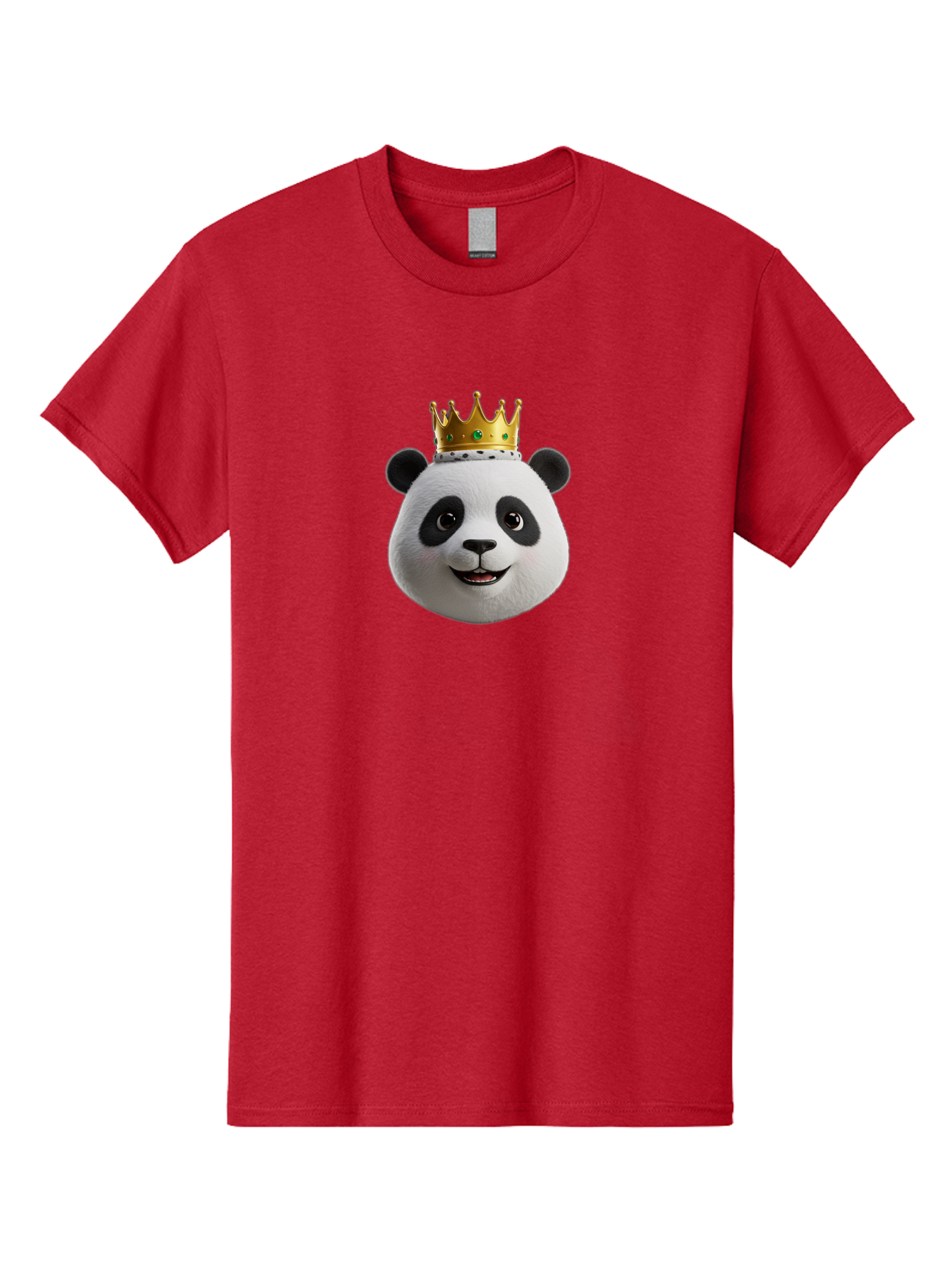 Po Men'S Graphic Tee, 100% Cotton, Comfortable Casual Summer Wear, Machine Washable, Kung Fu Panda, Po'S Face, Cartoon Panda, Crown Icon, Royal Treatment, Animated Character, Adorable Expression, Funny Face, King Of Pandas, Bae637