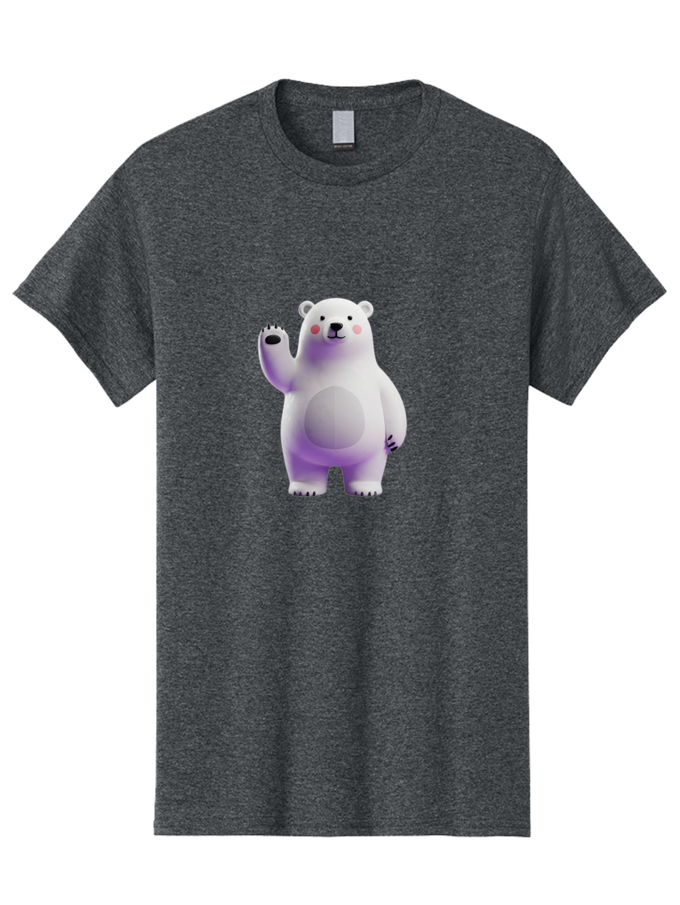 Polar-Bear-3 Men'S Graphic Tee, 100% Cotton, Comfortable Casual Summer Wear, Machine Washable, White Polar Bear, Cute Bear, Cartoon Character, Waving Paw, Friendly Animal, Lovable Creature, Adorable Bear, Digital Illustration, Kawaii Art Bae640