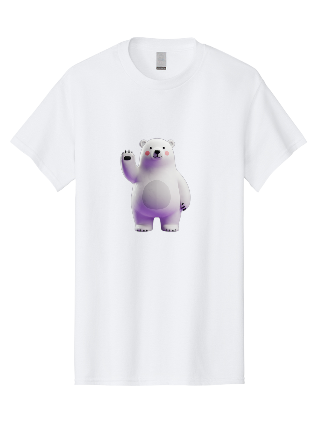 Polar-Bear-3 Men'S Graphic Tee, 100% Cotton, Comfortable Casual Summer Wear, Machine Washable, White Polar Bear, Cute Bear, Cartoon Character, Waving Paw, Friendly Animal, Lovable Creature, Adorable Bear, Digital Illustration, Kawaii Art Bae640