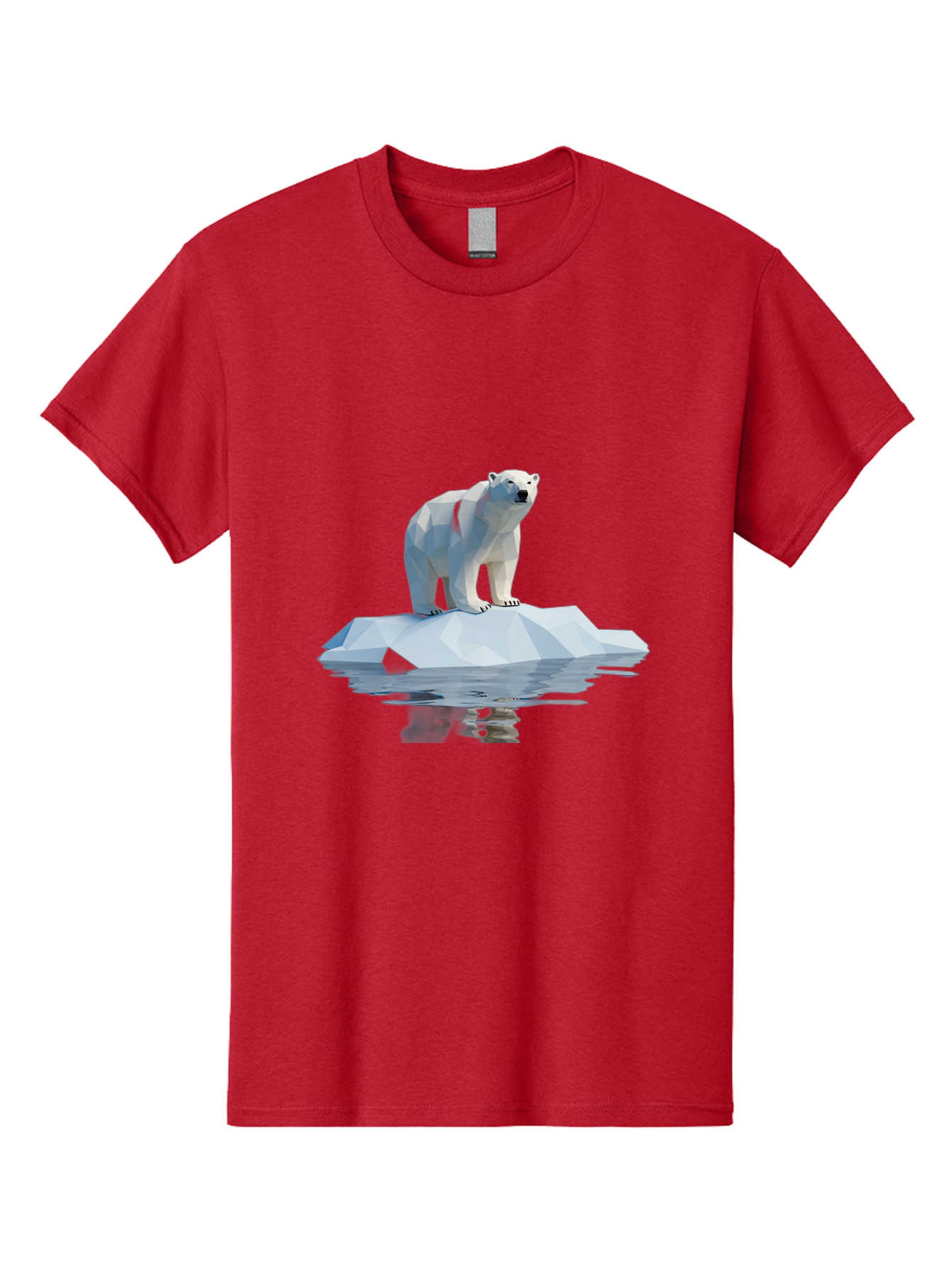 Polar-Bear-5 Men'S Graphic Tee, 100% Cotton, Comfortable Casual Summer Wear, Machine Washable, Low Poly Polar Bear, Iceberg In The Water, Arctic Wildlife, Digital Art, 3D Rendering, Cold Climate, Icy Landscape, Wild Animal Bae642