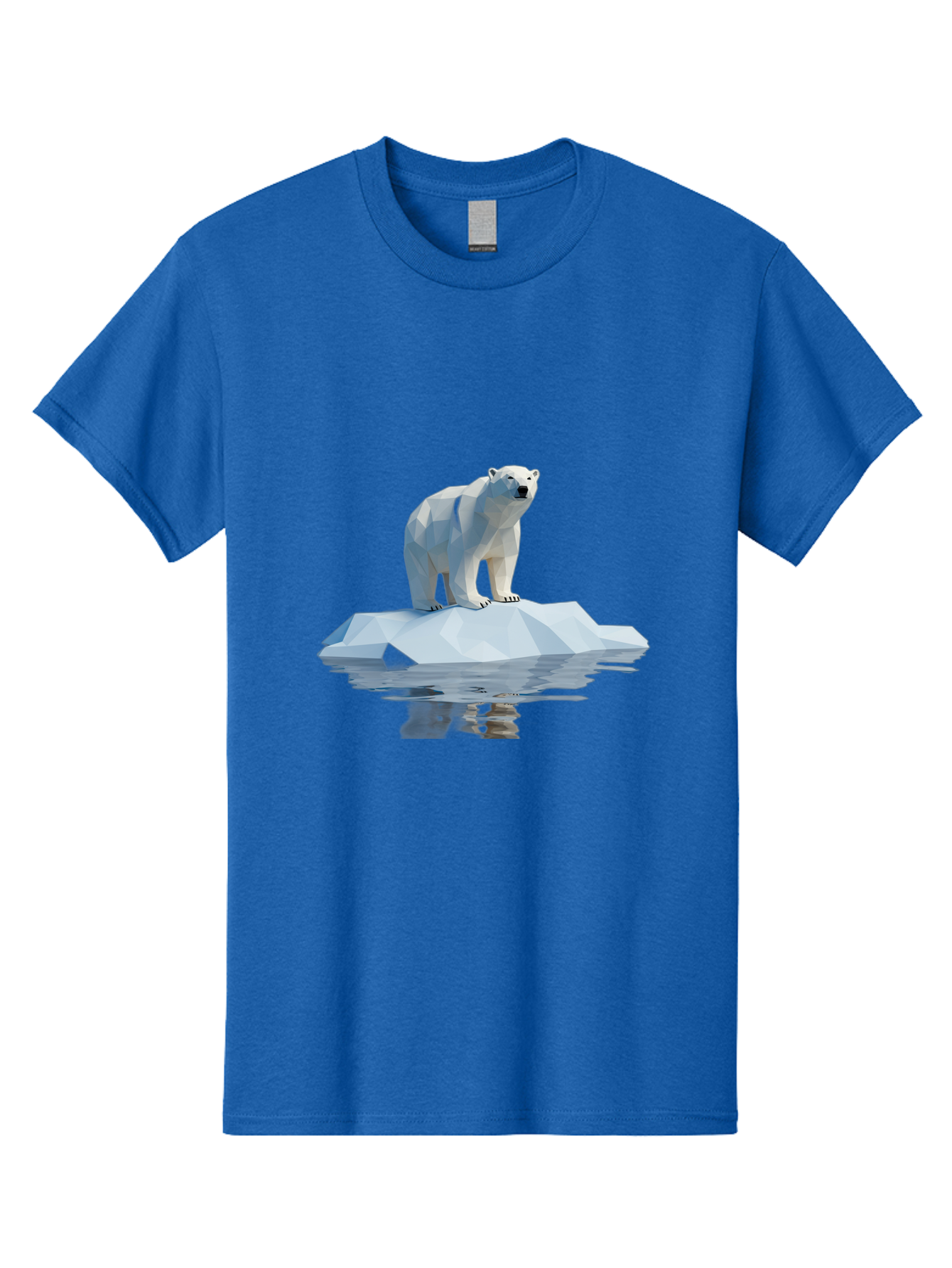 Polar-Bear-5 Men'S Graphic Tee, 100% Cotton, Comfortable Casual Summer Wear, Machine Washable, Low Poly Polar Bear, Iceberg In The Water, Arctic Wildlife, Digital Art, 3D Rendering, Cold Climate, Icy Landscape, Wild Animal Bae642