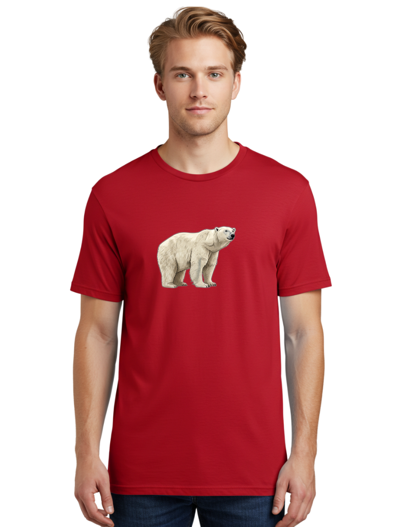 Polar-Bear-6 Men'S Graphic Tee, 100% Cotton, Comfortable Casual Summer Wear, Machine Washable, White Polar Bear, Arctic Wildlife, Large Mammal, Furry Creature, Carnivorous Animal, Majestic Creature, Wildlife Conservation, Polar Bear Species, Bae643