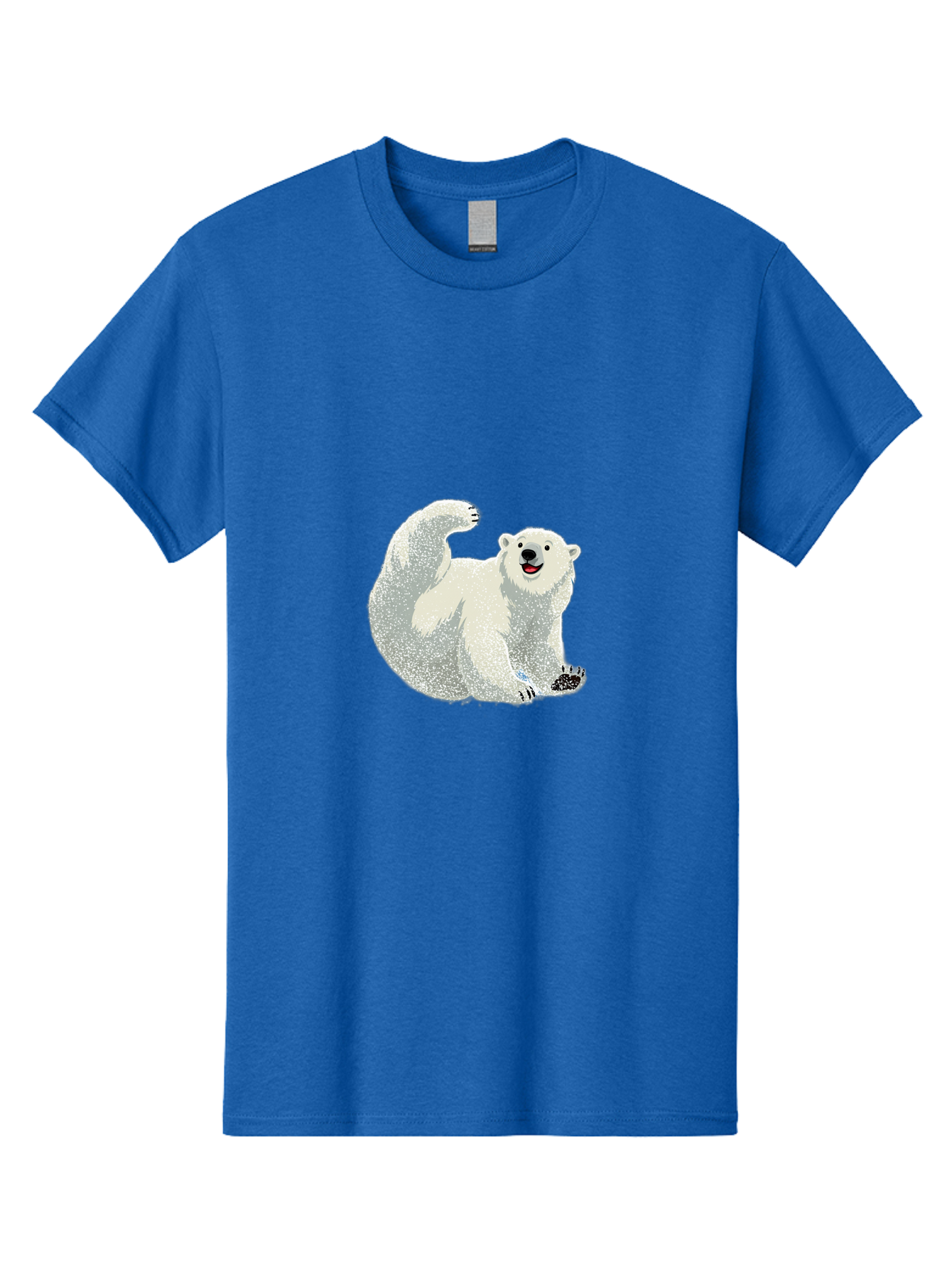 Polar-Bear-8 Men'S Graphic Tee, 100% Cotton, Comfortable Casual Summer Wear, Machine Washable, Polar Bear, Cartoon Polar Bear, White Bear, Playful Bear, Happy Bear, Bear With One Paw Up, Wild Animal, Cute Bear, Bear Illustration Bae645