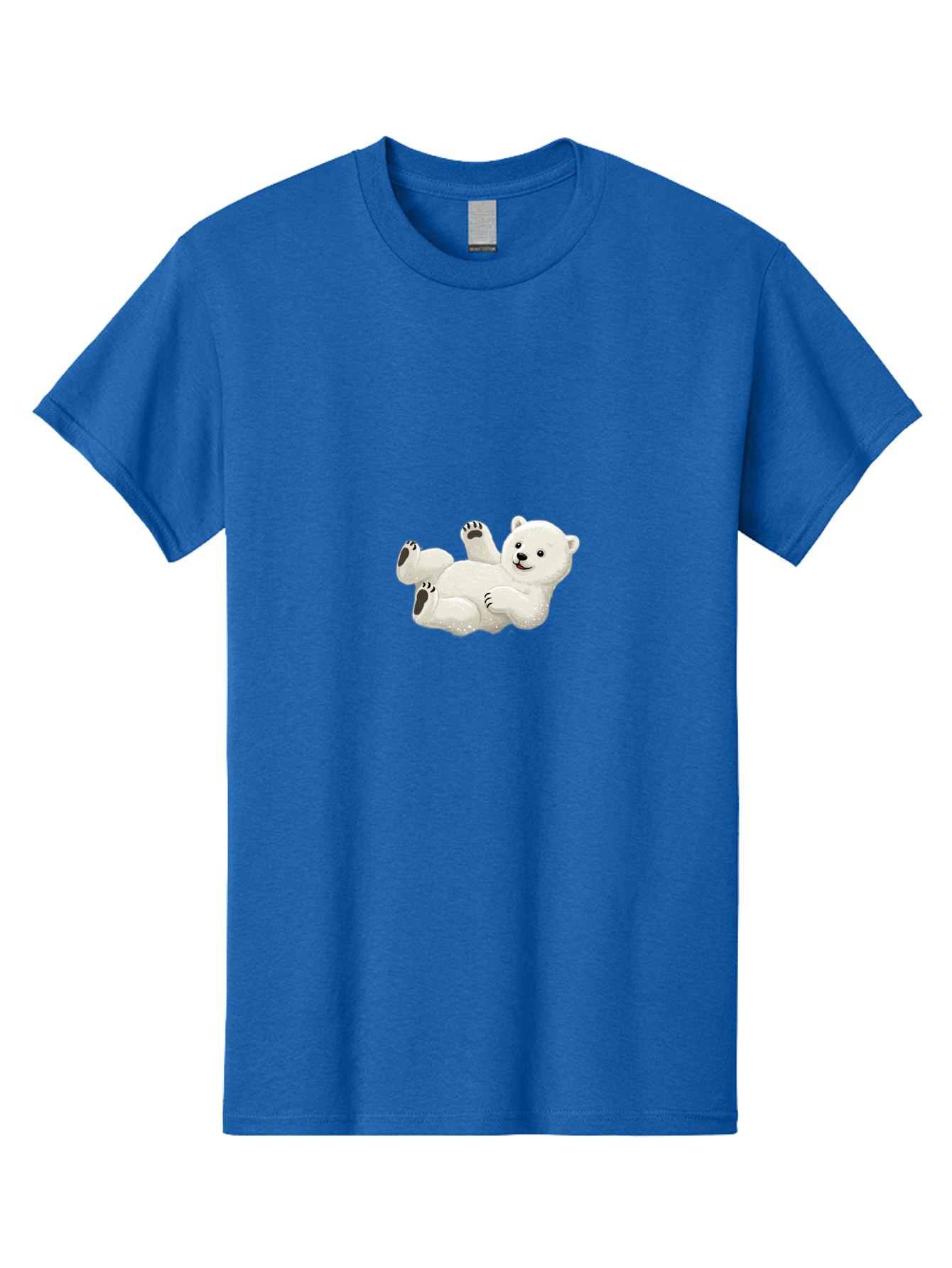 Polar-Bear-9 Men'S Graphic Tee, 100% Cotton, Comfortable Casual Summer Wear, Machine Washable, Polar Bear Lying On Its Back, Playful Pose, Cute Expression, White Fur, Black Nose, Cartoon Style, Adorable Animal, Funny Character, Bae646