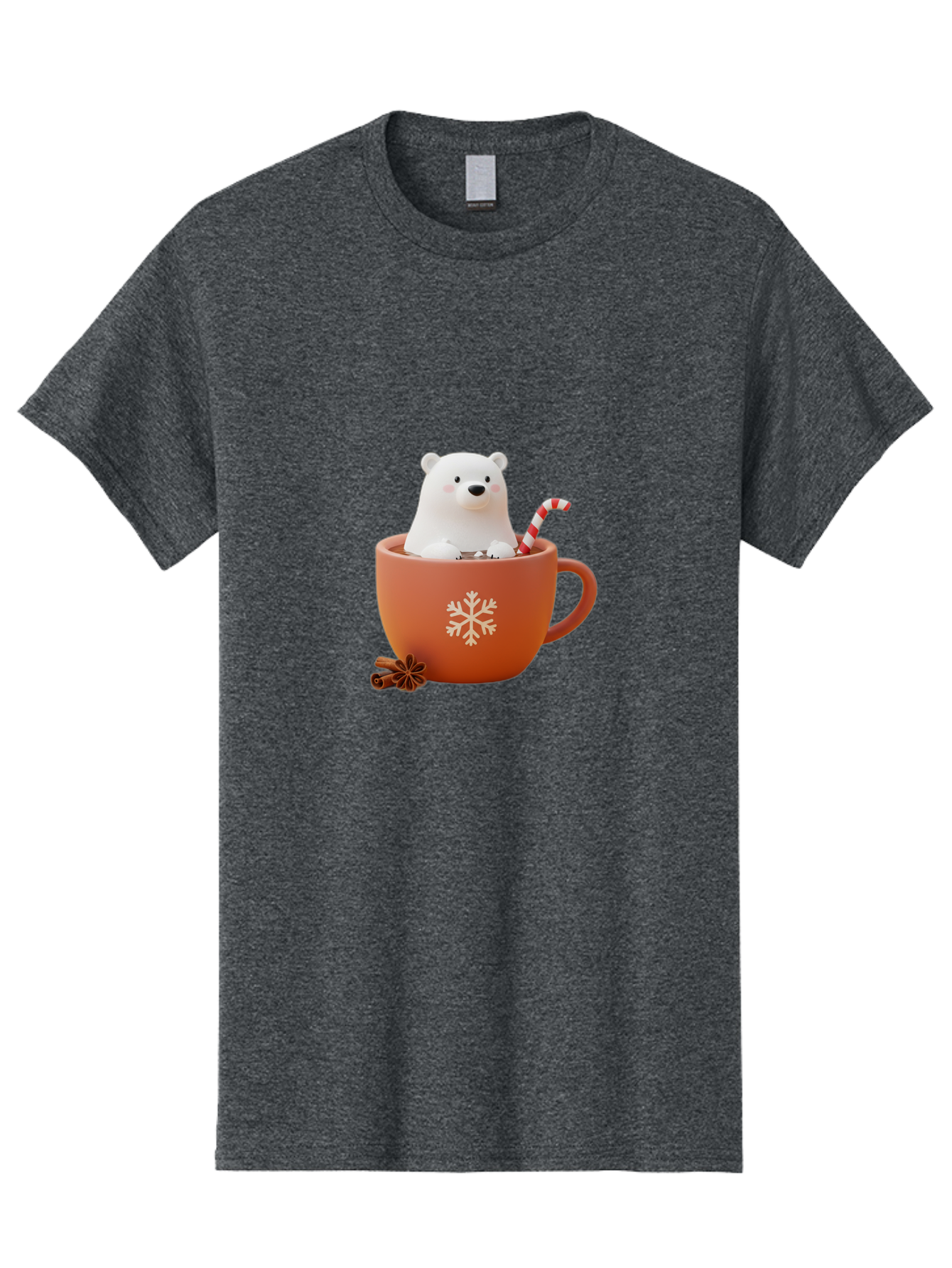Polar-Bear-In-Coffee-Mug Men'S Graphic Tee, 100% Cotton, Comfortable Casual Summer Wear, Machine Washable, Polar Bear In A Mug, Festive Drink, Candy Cane, Snowflake Design, Winter Wonderland, Holiday Cheer, Adorable Bear, Red Mug, Bae654